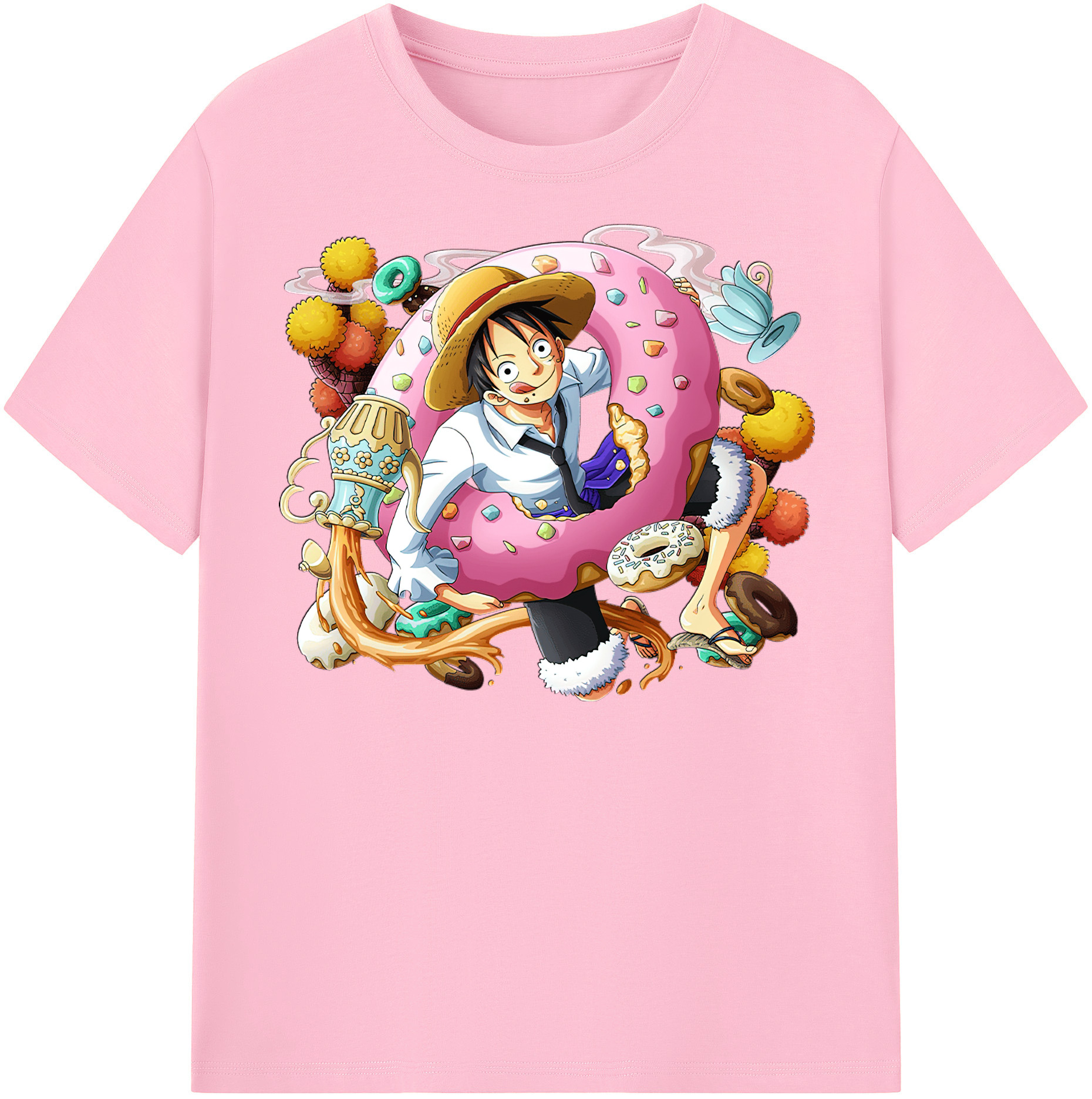 ワンピース モンキー・D・ルフィ ONE PIECE Monkey D. Luffy 綿100％半袖Tシャツ（フロントプリント）