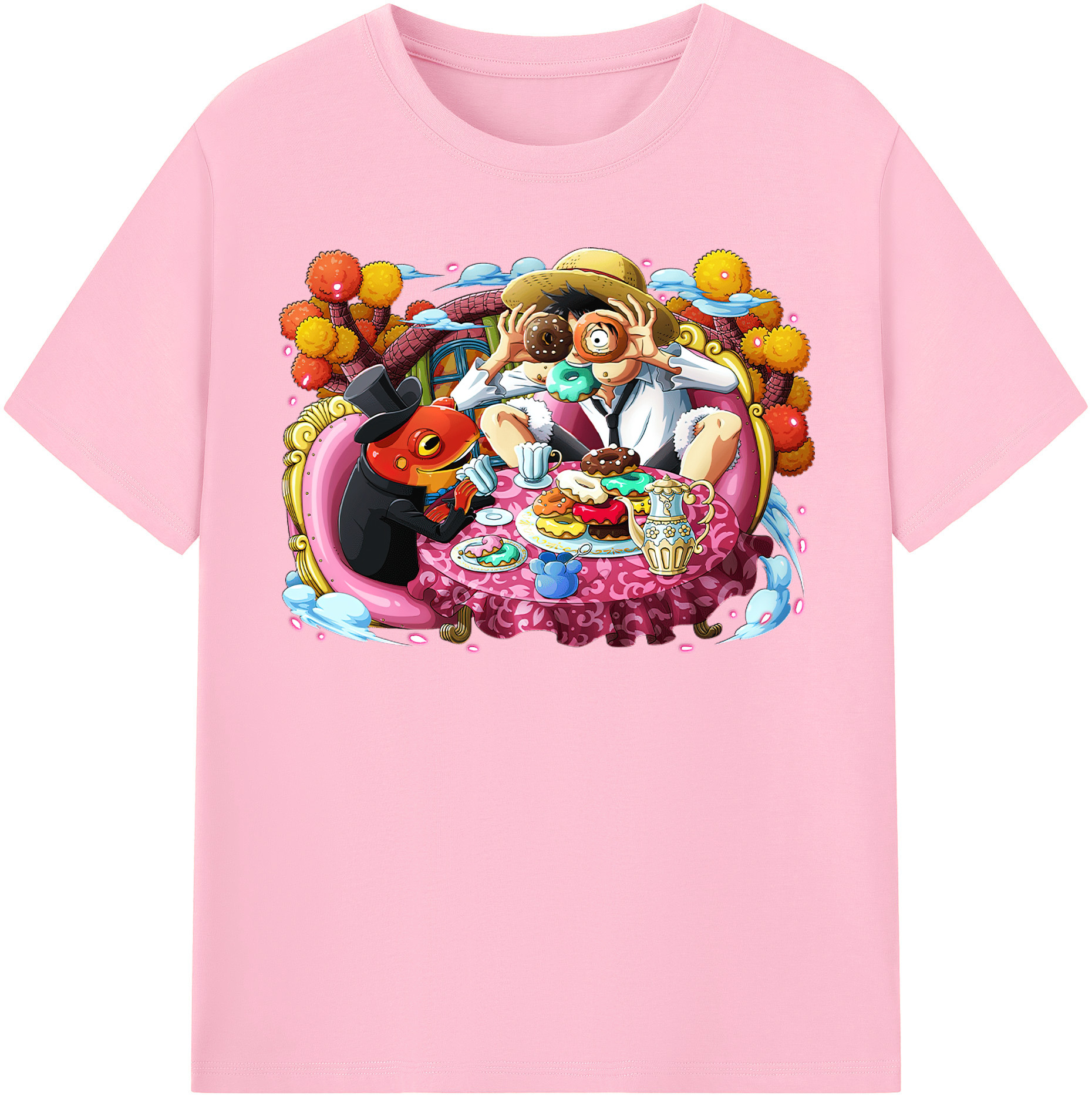 ワンピース モンキー・D・ルフィ ONE PIECE Monkey D. Luffy 綿100％半袖Tシャツ（フロントプリント）