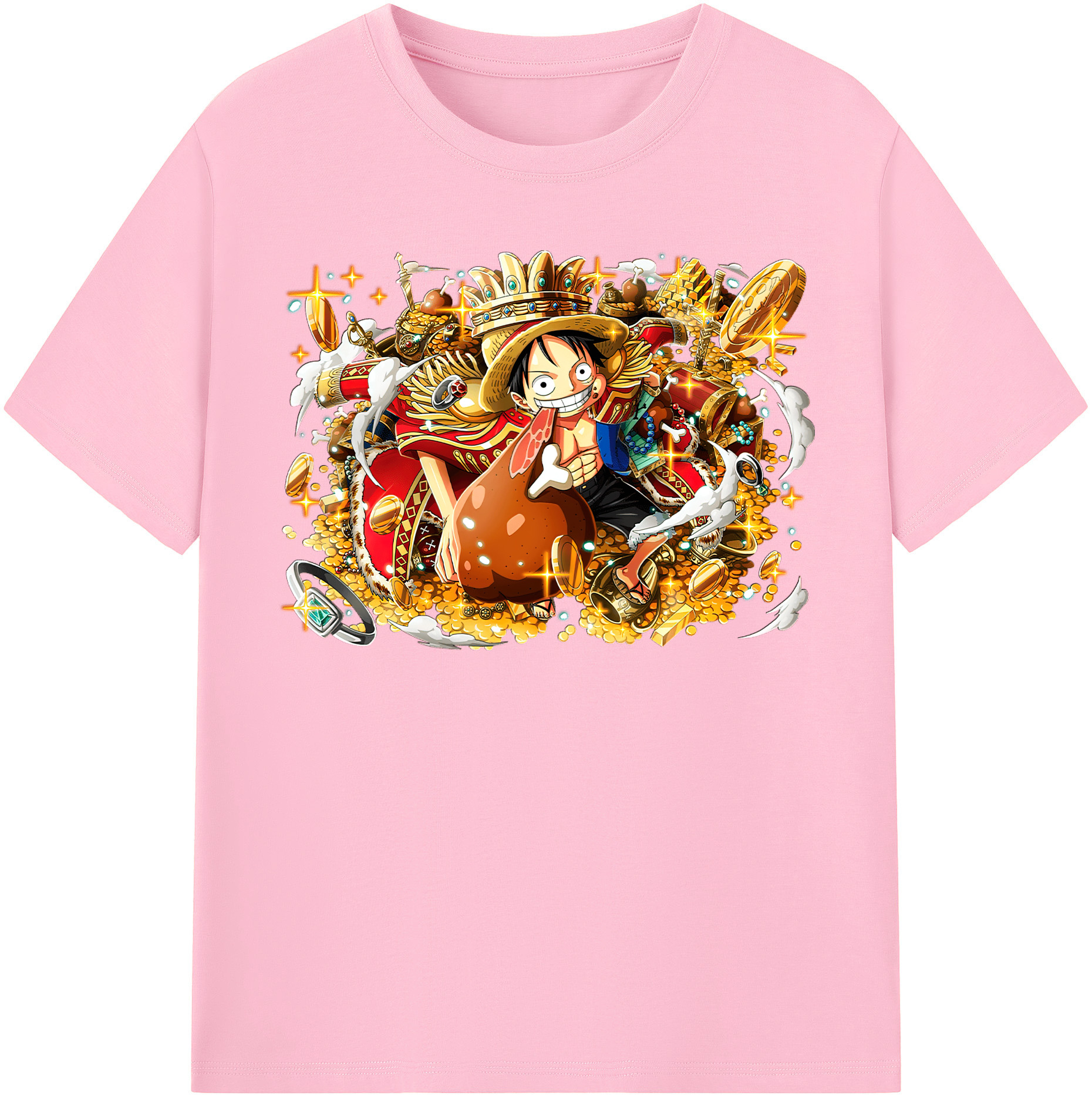 ワンピース モンキー・D・ルフィ ONE PIECE Monkey D. Luffy 綿100％半袖Tシャツ（フロントプリント）