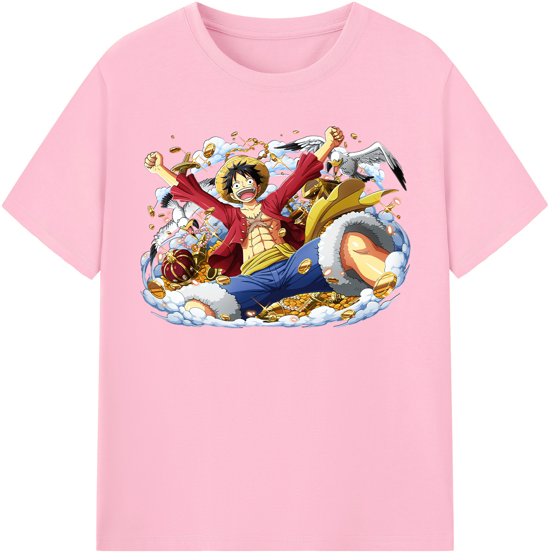 ワンピース モンキー・D・ルフィ ONE PIECE Monkey D. Luffy 綿100％半袖Tシャツ（フロントプリント）