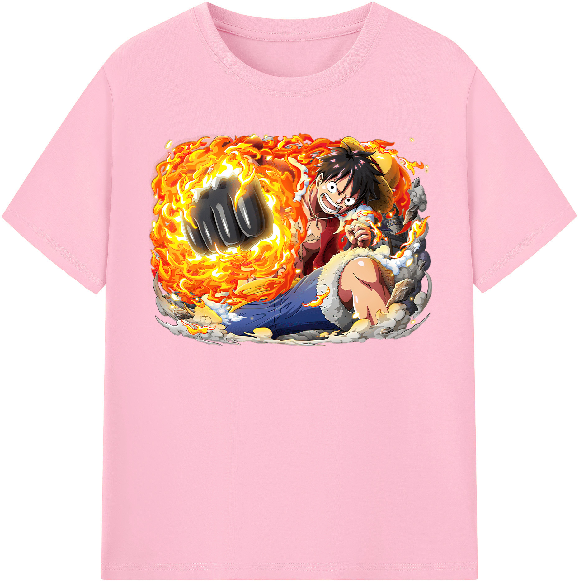 ワンピース モンキー・D・ルフィ ONE PIECE Monkey D. Luffy 綿100％半袖Tシャツ（フロントプリント）