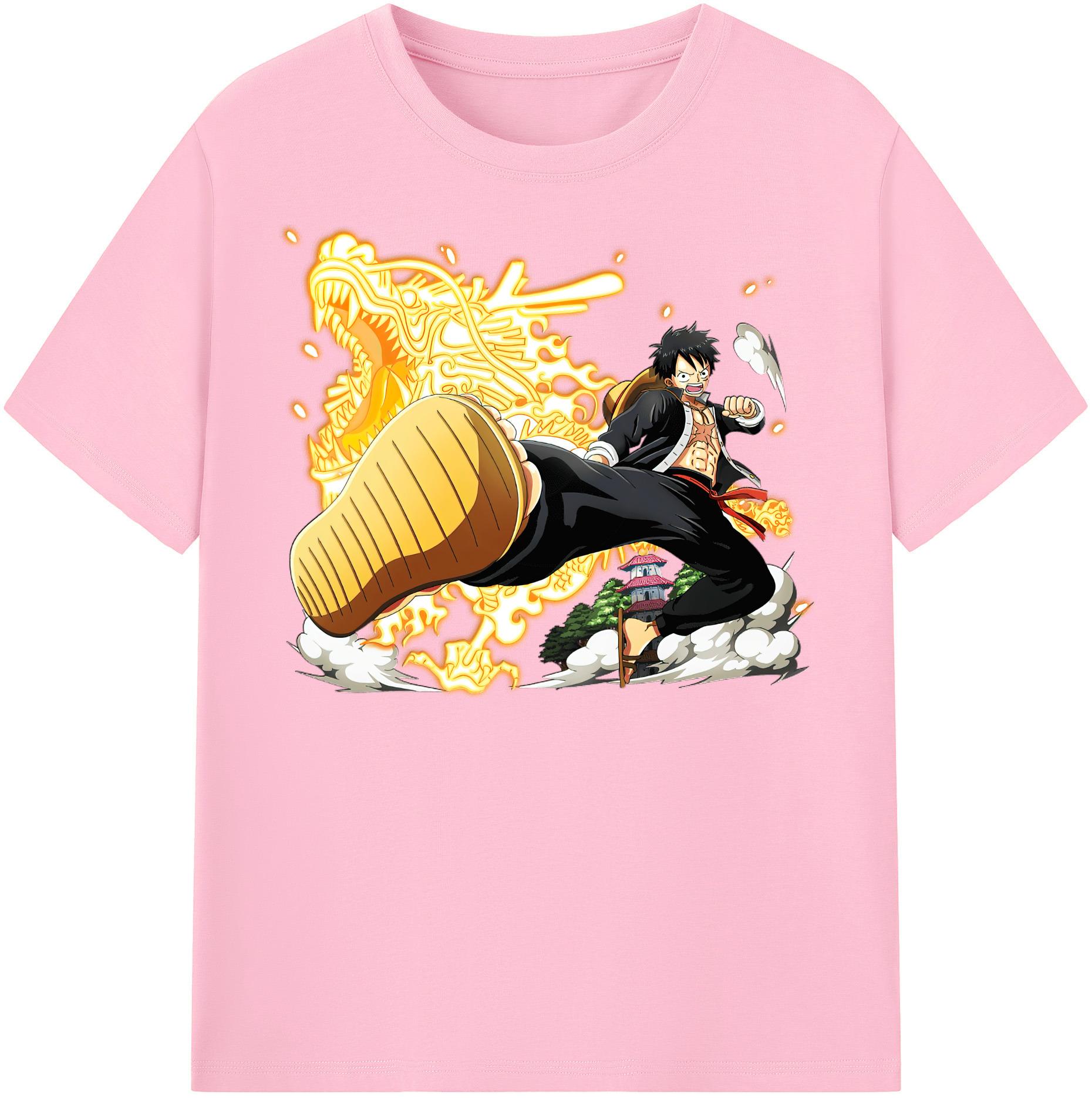 ワンピース モンキー・D・ルフィ ONE PIECE Monkey D. Luffy 綿100％半袖Tシャツ（フロントプリント）