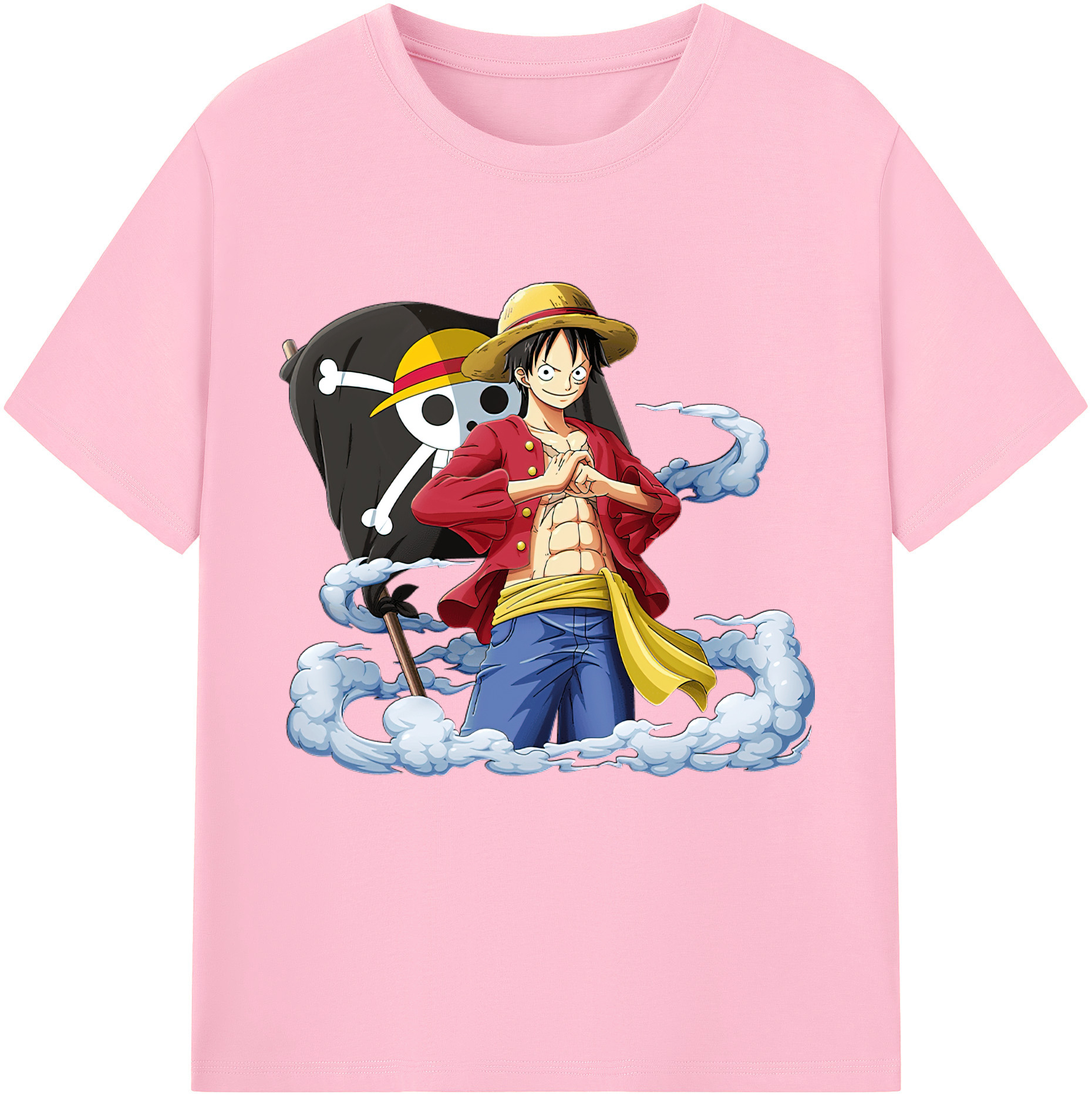 ワンピース モンキー・D・ルフィ ONE PIECE Monkey D. Luffy 綿100％半袖Tシャツ（フロントプリント）
