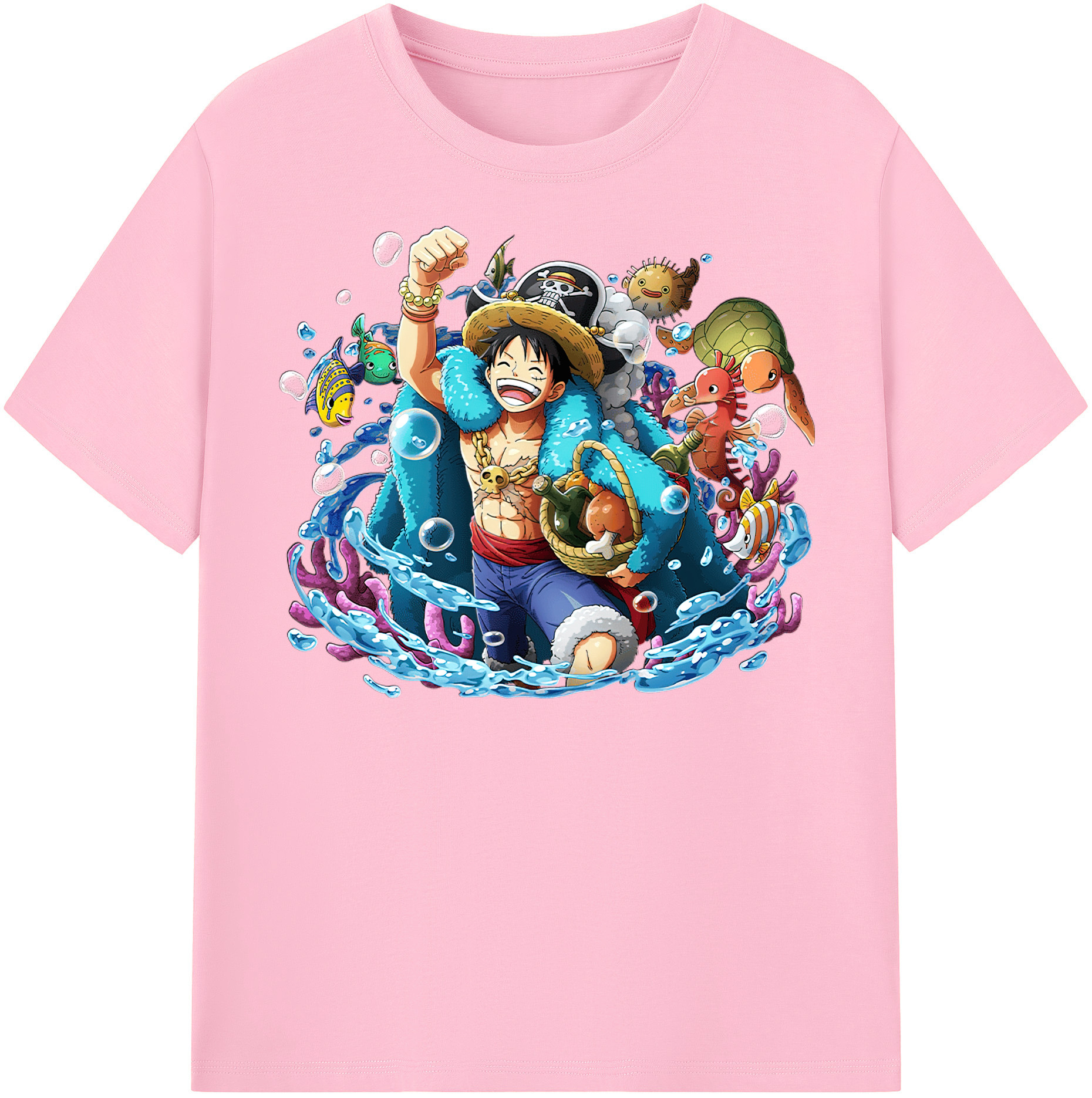 ワンピース モンキー・D・ルフィ ONE PIECE Monkey D. Luffy 綿100％半袖Tシャツ（フロントプリント）