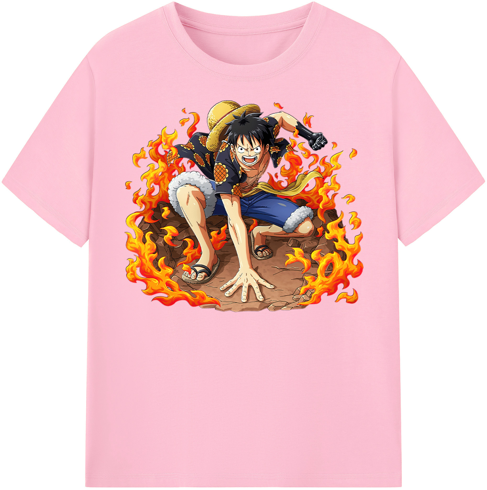 ワンピース モンキー・D・ルフィ ONE PIECE Monkey D. Luffy 綿100％半袖Tシャツ（フロントプリント）