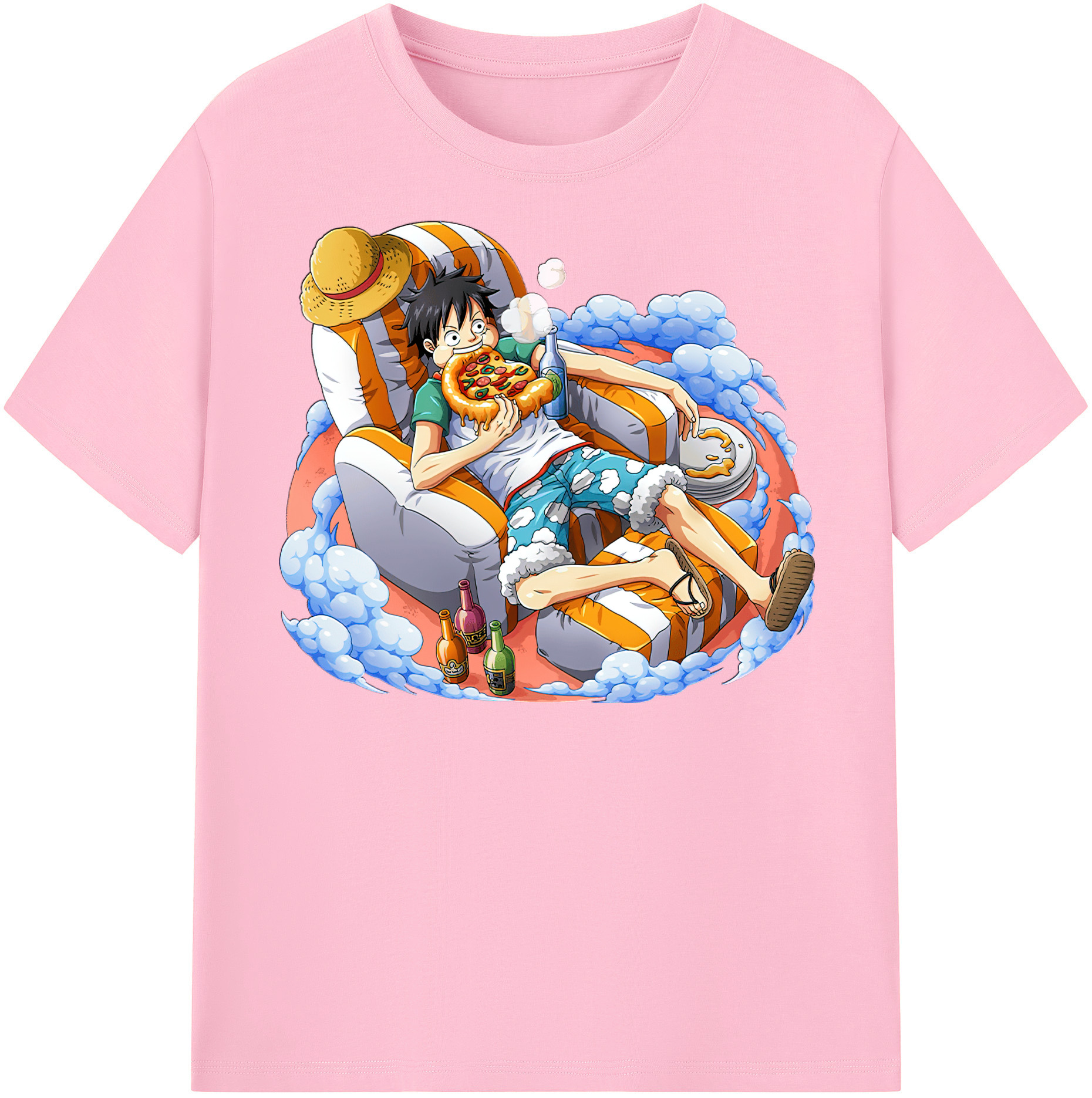 ワンピース モンキー・D・ルフィ ONE PIECE Monkey D. Luffy 綿100％半袖Tシャツ（フロントプリント）