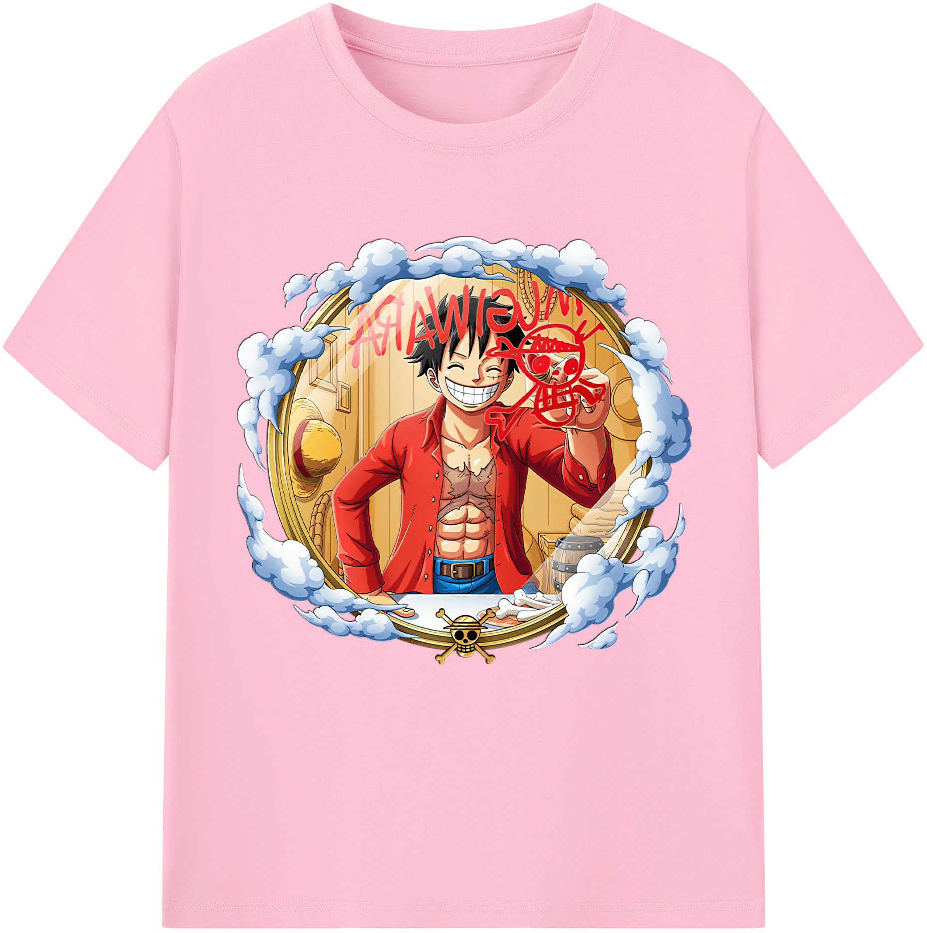 ワンピース モンキー・D・ルフィ ONE PIECE Monkey D. Luffy 綿100％半袖Tシャツ（フロントプリント）