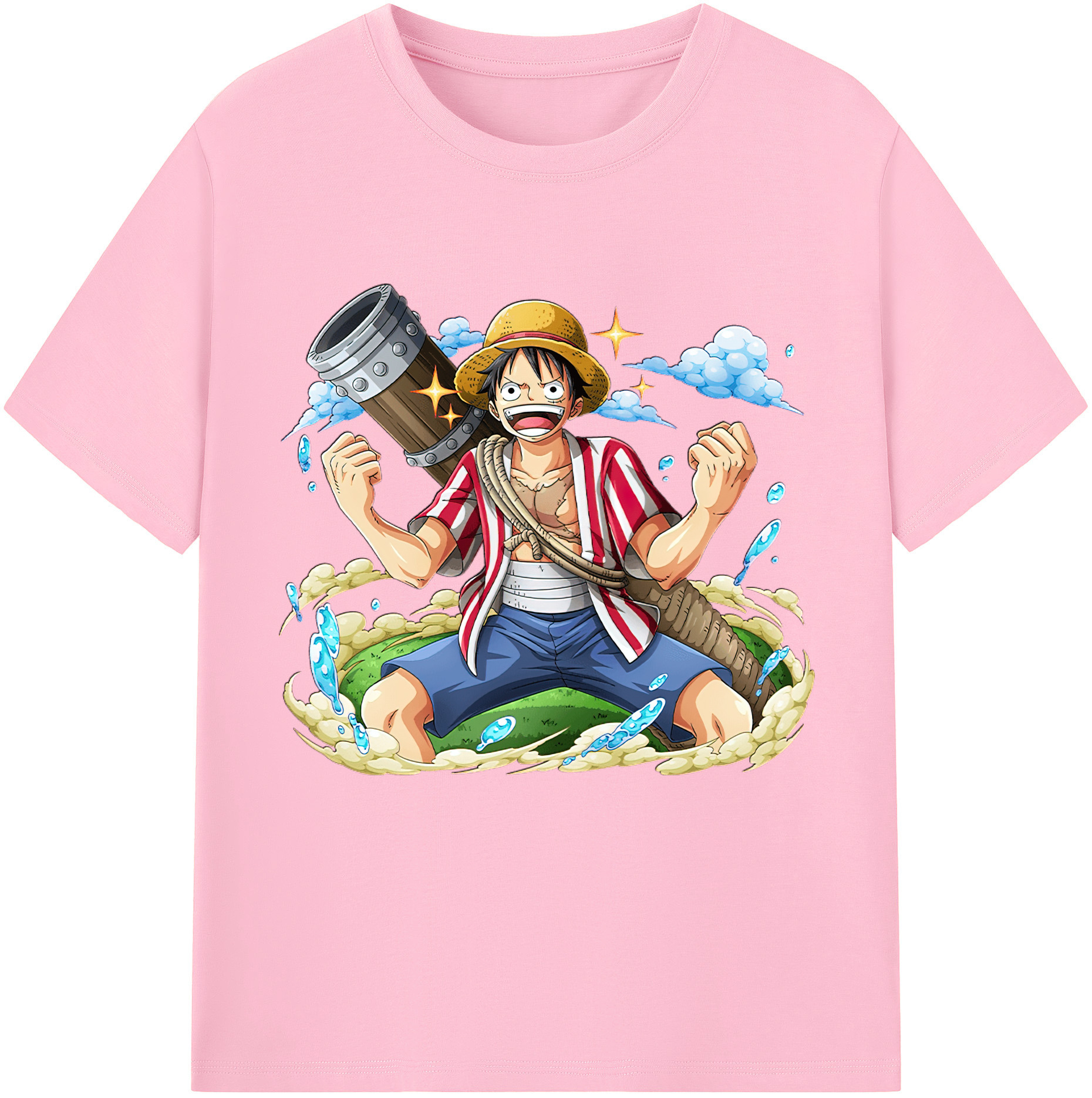 ワンピース モンキー・D・ルフィ ONE PIECE Monkey D. Luffy 綿100％半袖Tシャツ（フロントプリント）
