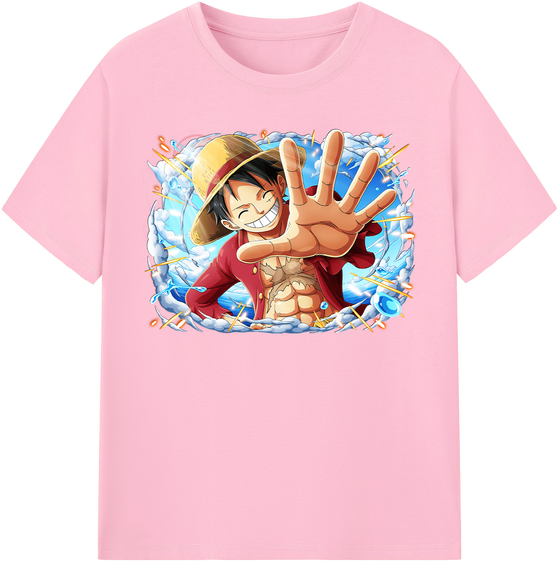 ワンピース モンキー・D・ルフィ ONE PIECE Monkey D. Luffy 綿100％半袖Tシャツ（フロントプリント）