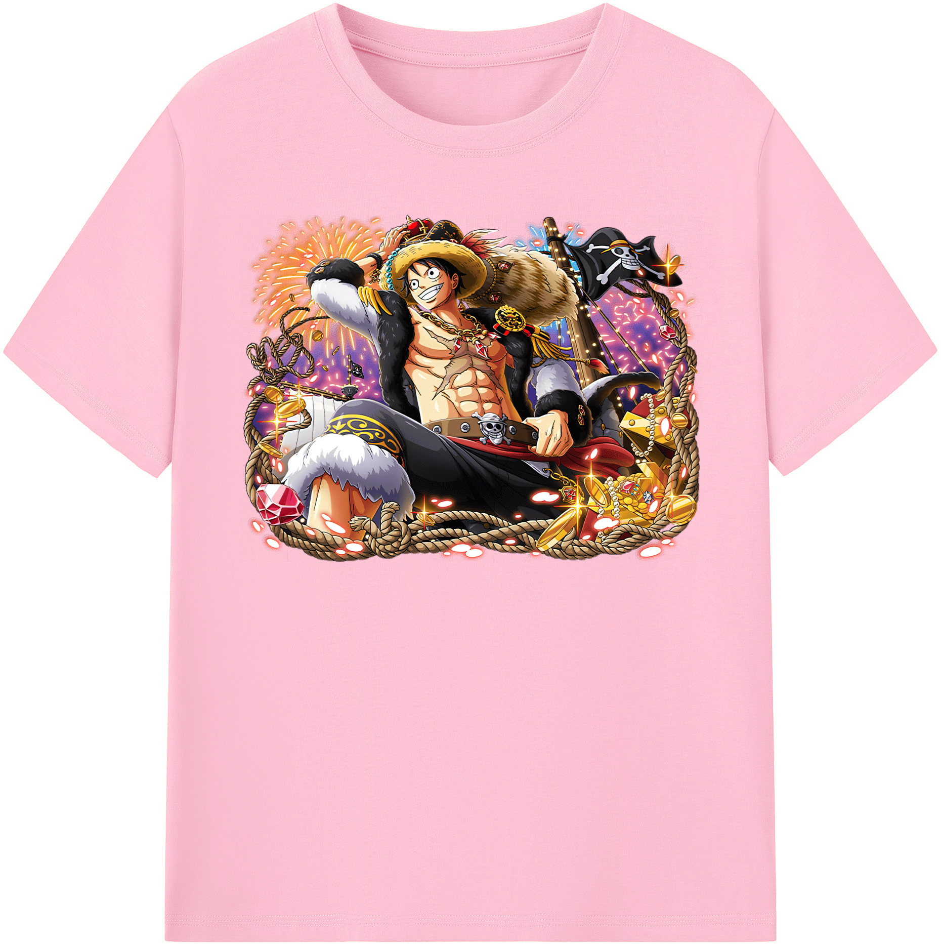 ワンピース モンキー・D・ルフィ ONE PIECE Monkey D. Luffy 綿100％半袖Tシャツ（フロントプリント）