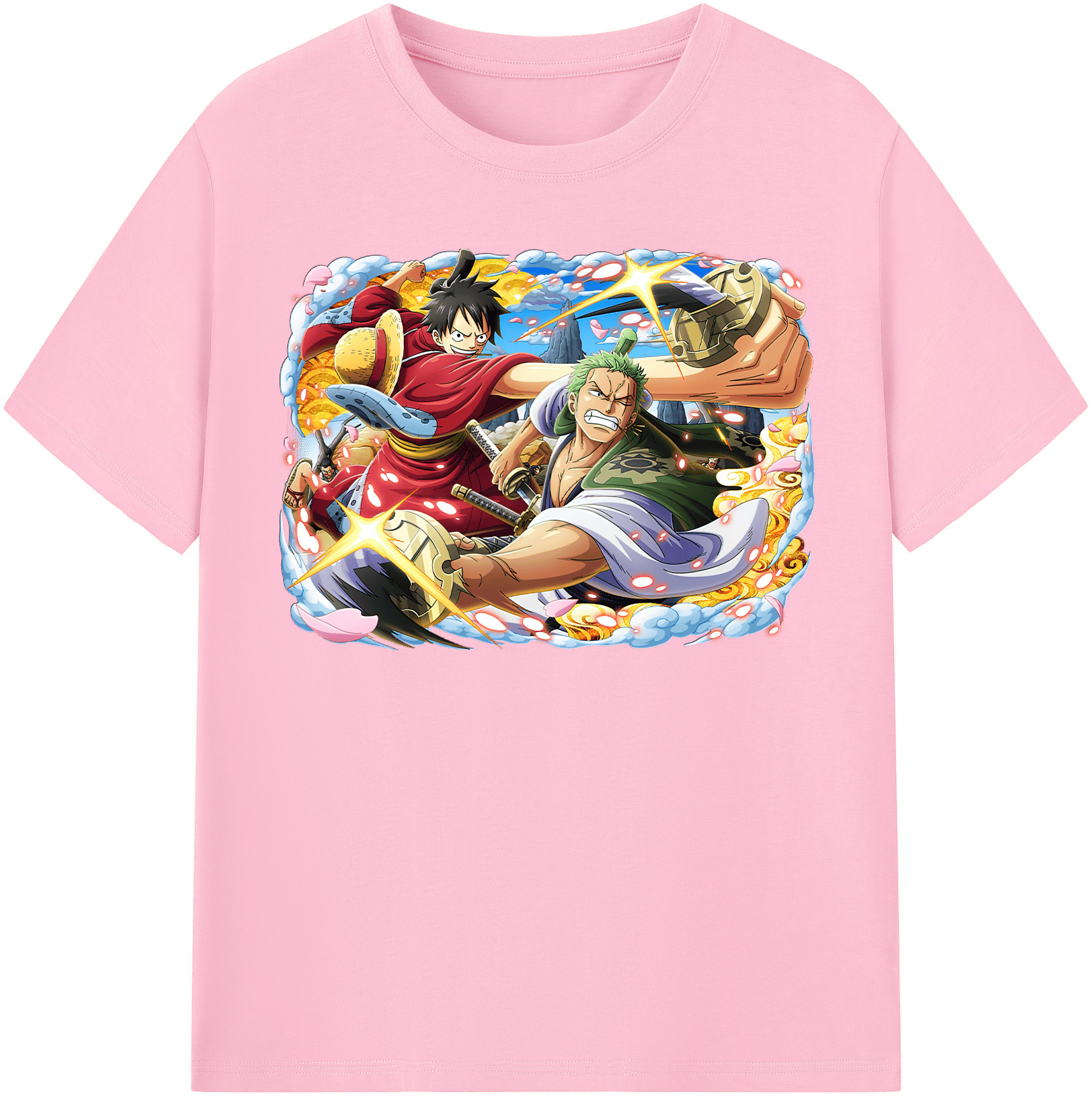 ワンピース モンキー・D・ルフィ ONE PIECE Monkey D. Luffy 綿100％半袖Tシャツ（フロントプリント）