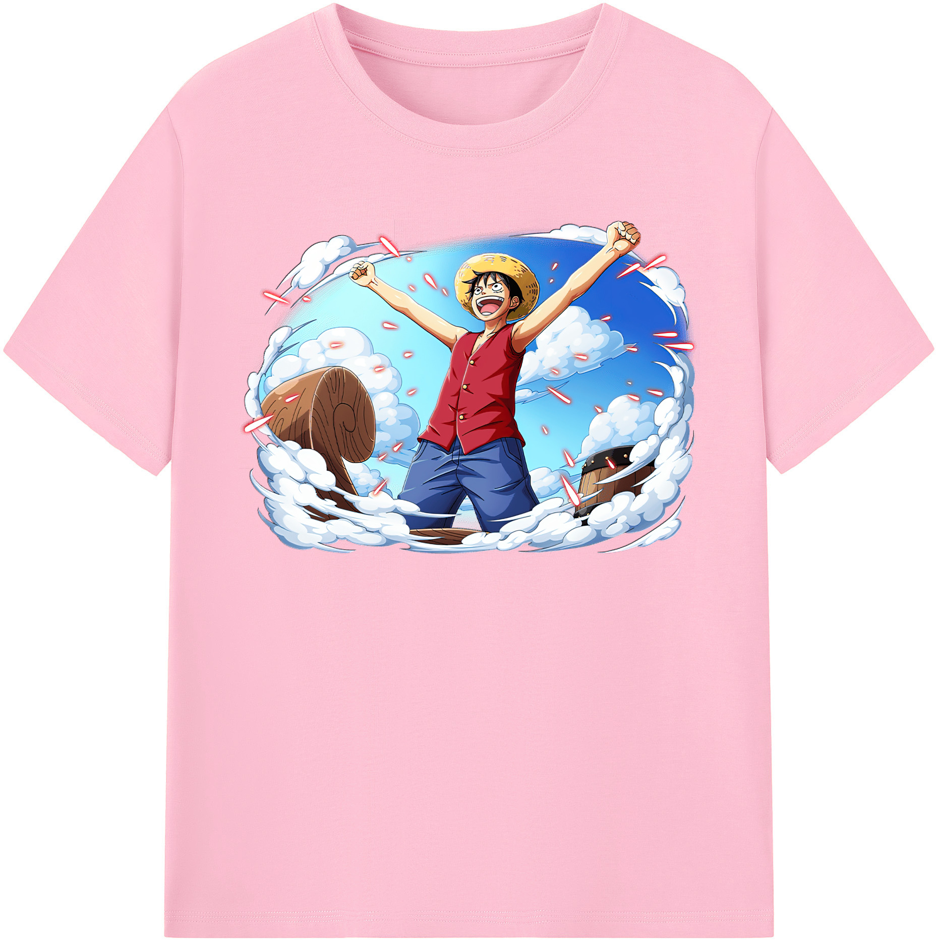ワンピース モンキー・D・ルフィ ONE PIECE Monkey D. Luffy 綿100％半袖Tシャツ（フロントプリント）