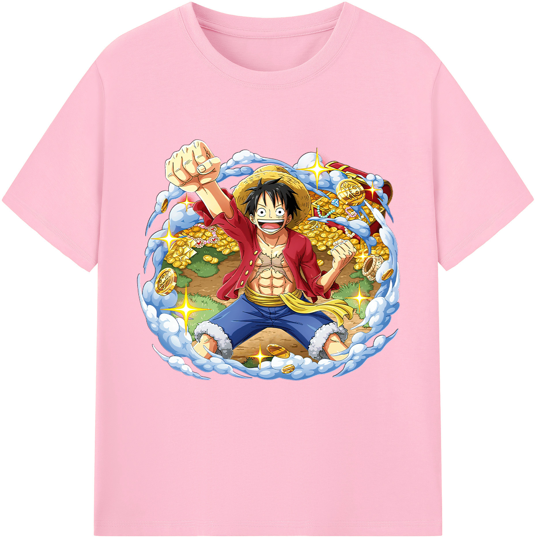 ワンピース モンキー・D・ルフィ ONE PIECE Monkey D. Luffy 綿100％半袖Tシャツ（フロントプリント）