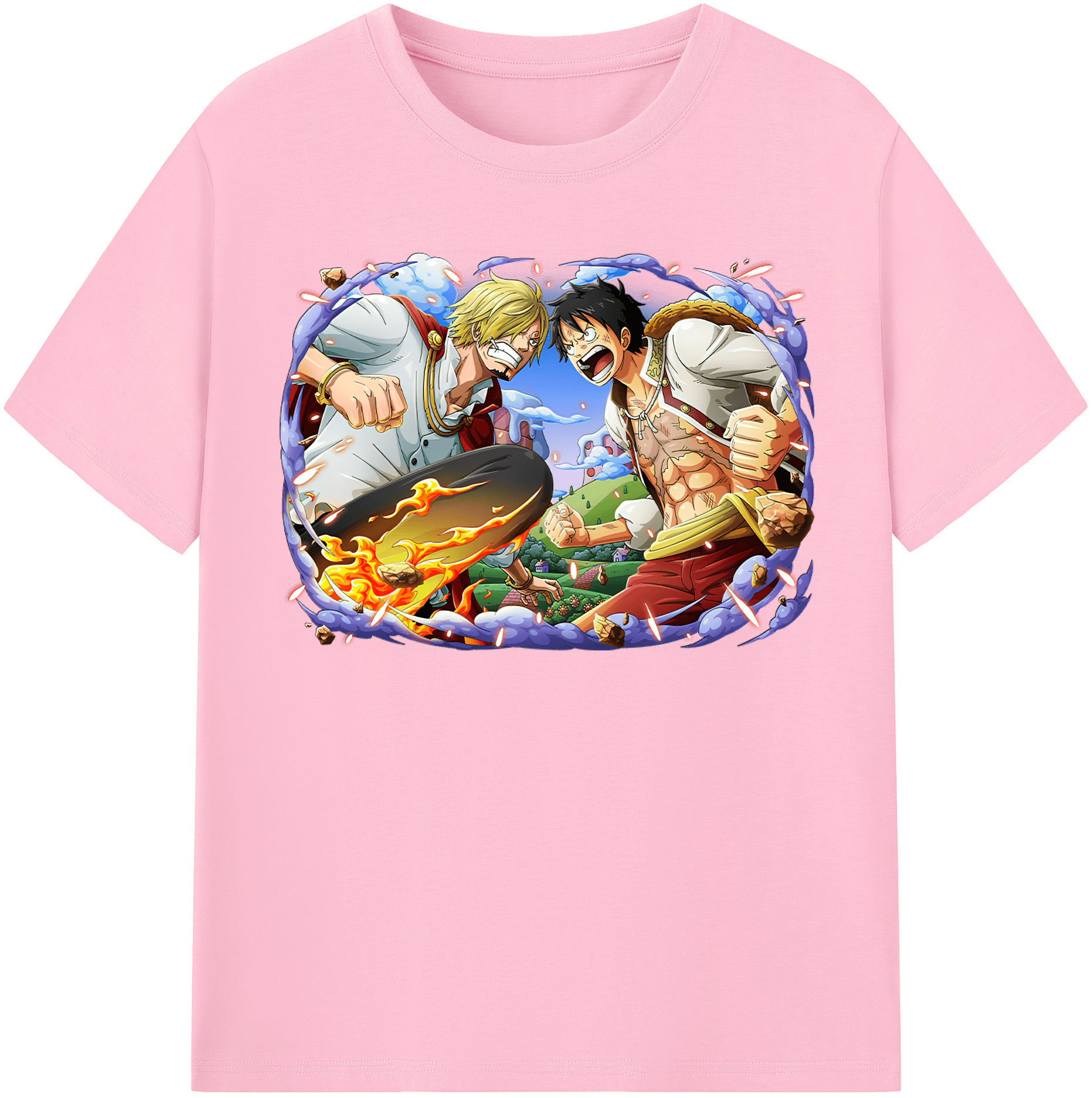 ワンピース モンキー・D・ルフィ ONE PIECE Monkey D. Luffy 綿100％半袖Tシャツ（フロントプリント）