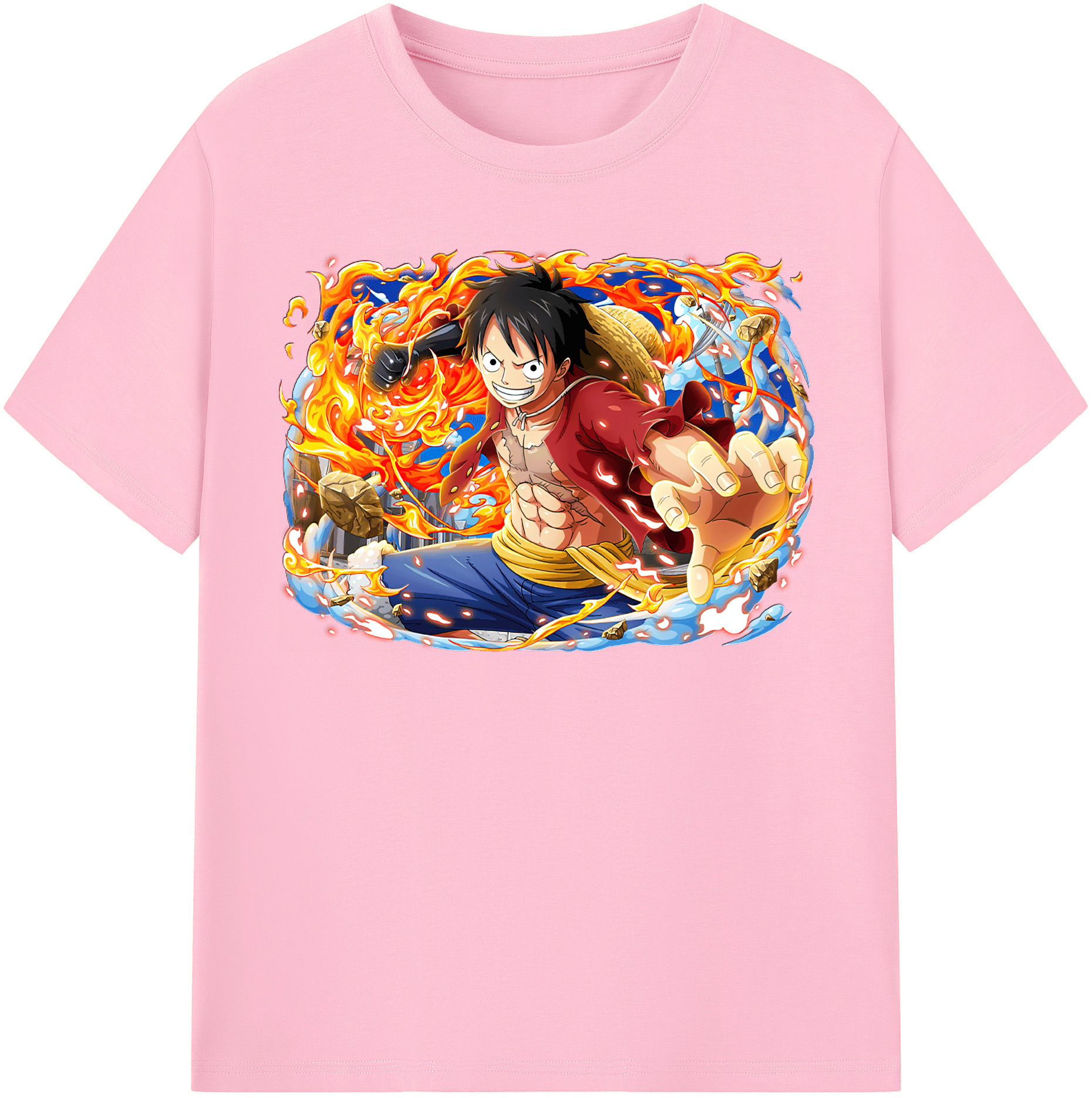 ワンピース モンキー・D・ルフィ ONE PIECE Monkey D. Luffy 綿100％半袖Tシャツ（フロントプリント）