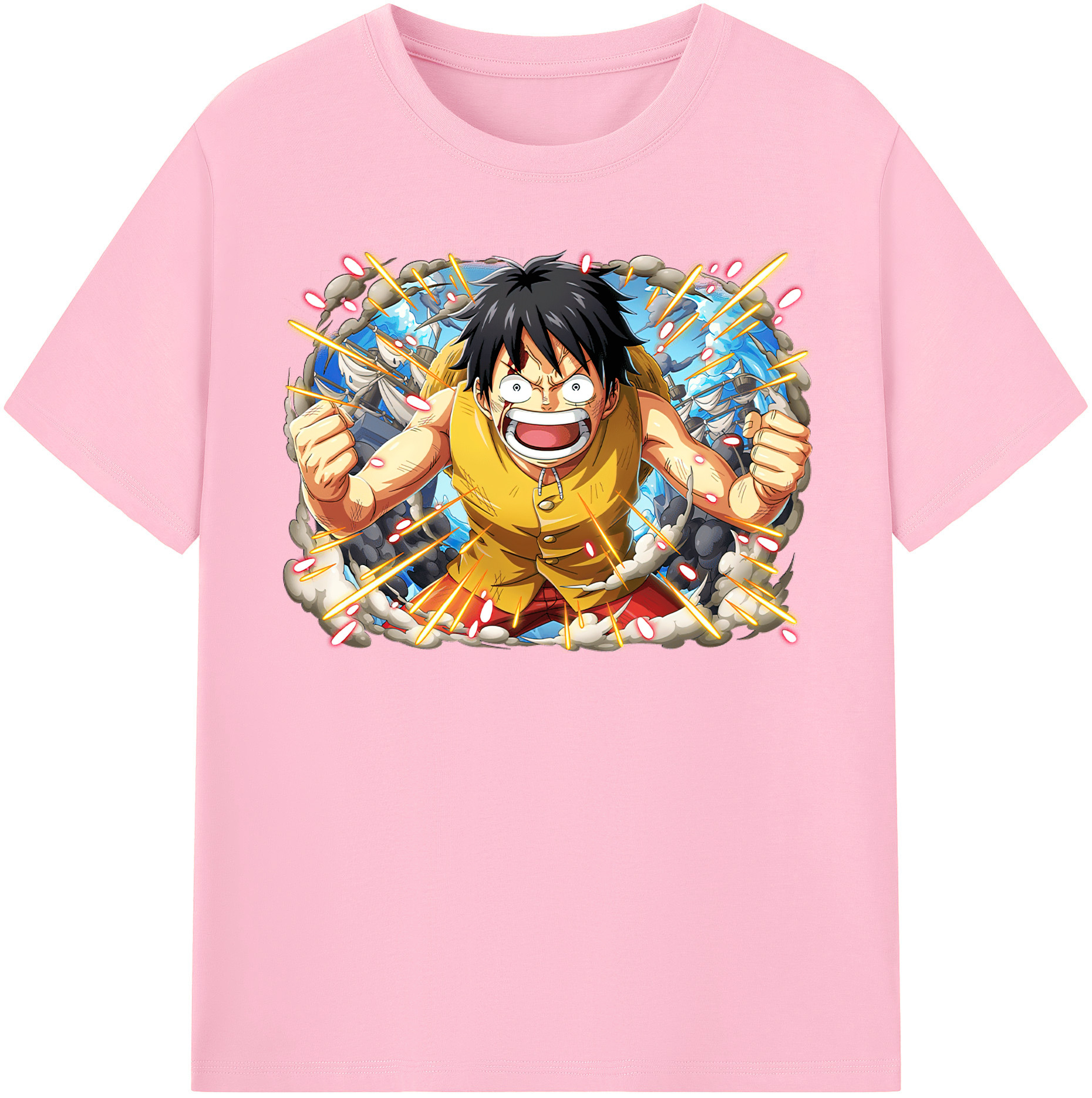 ワンピース モンキー・D・ルフィ ONE PIECE Monkey D. Luffy 綿100％半袖Tシャツ（フロントプリント）