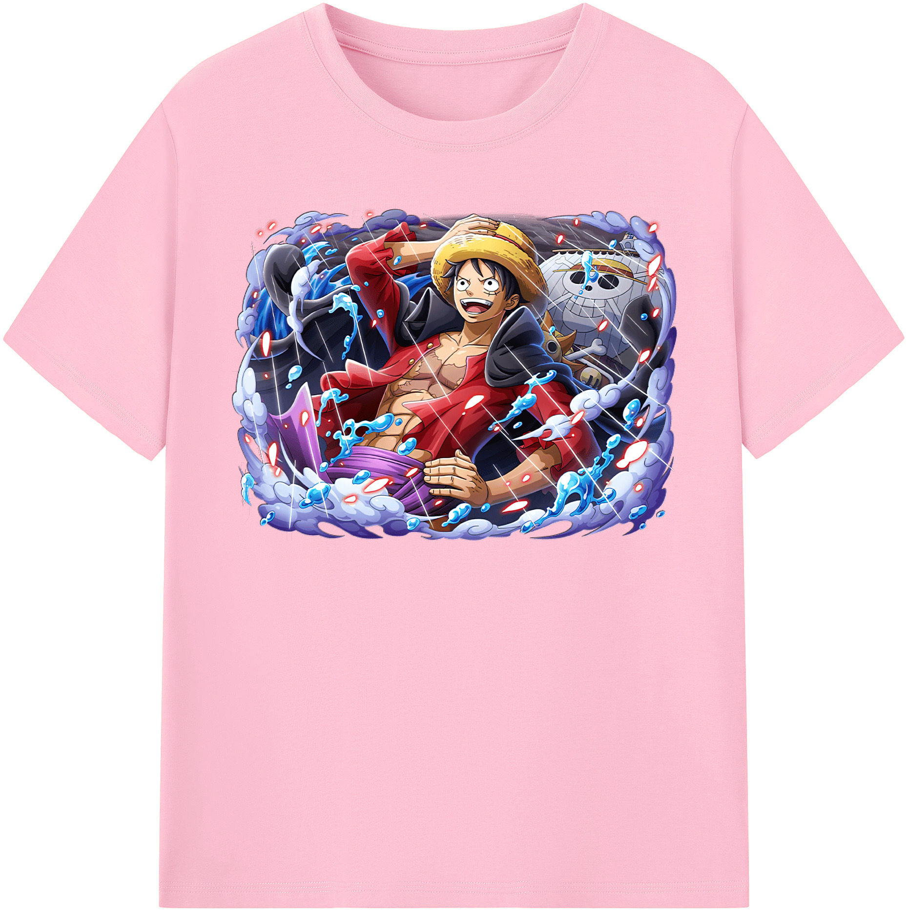 ワンピース モンキー・D・ルフィ ONE PIECE Monkey D. Luffy 綿100％半袖Tシャツ（フロントプリント）