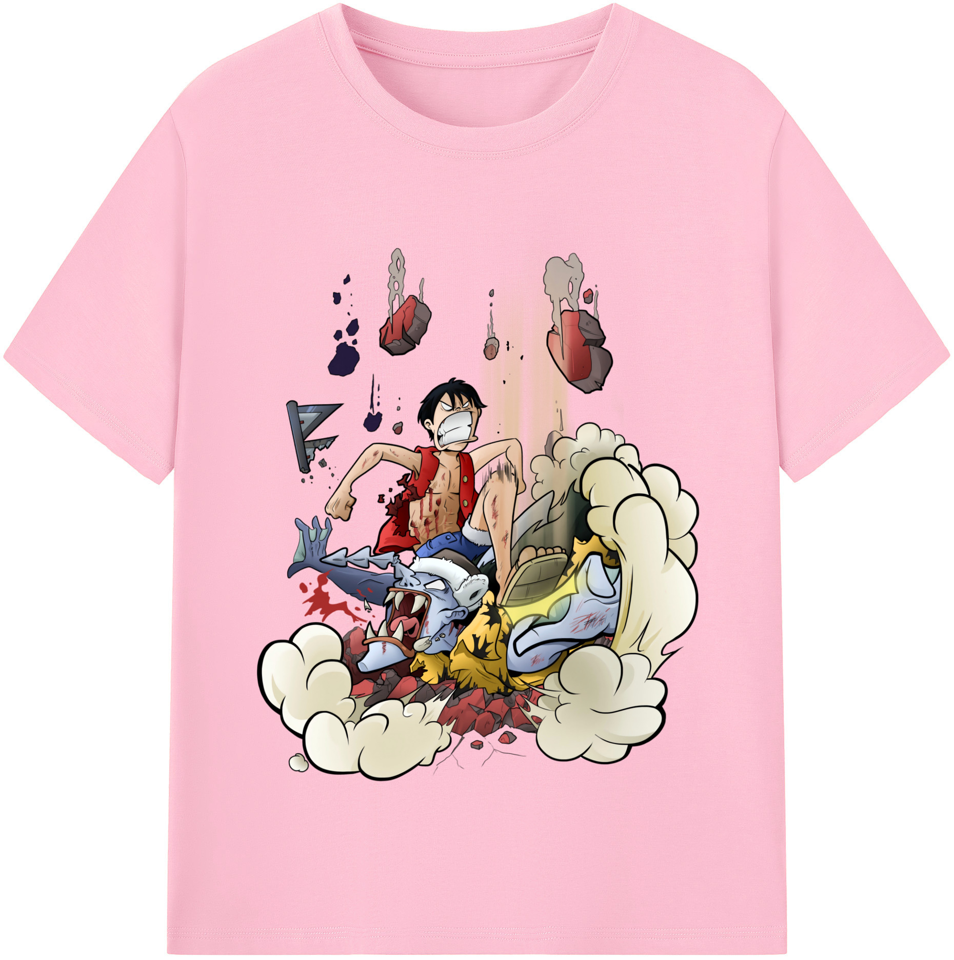 ワンピース モンキー・D・ルフィ ONE PIECE Monkey D. Luffy 綿100％半袖Tシャツ（フロントプリント）