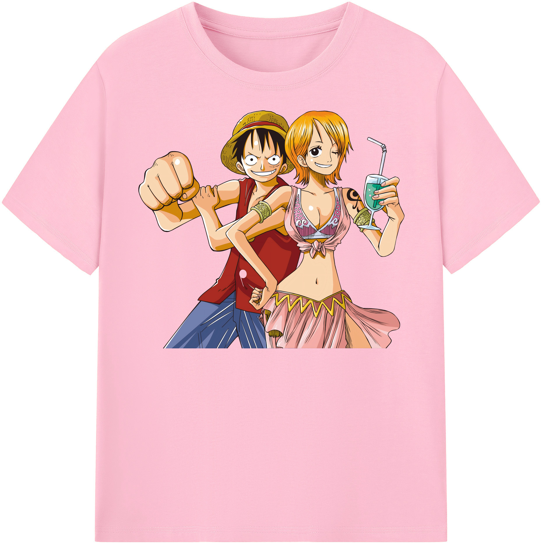 ワンピース モンキー・D・ルフィ ONE PIECE Monkey D. Luffy 綿100％半袖Tシャツ（フロントプリント）