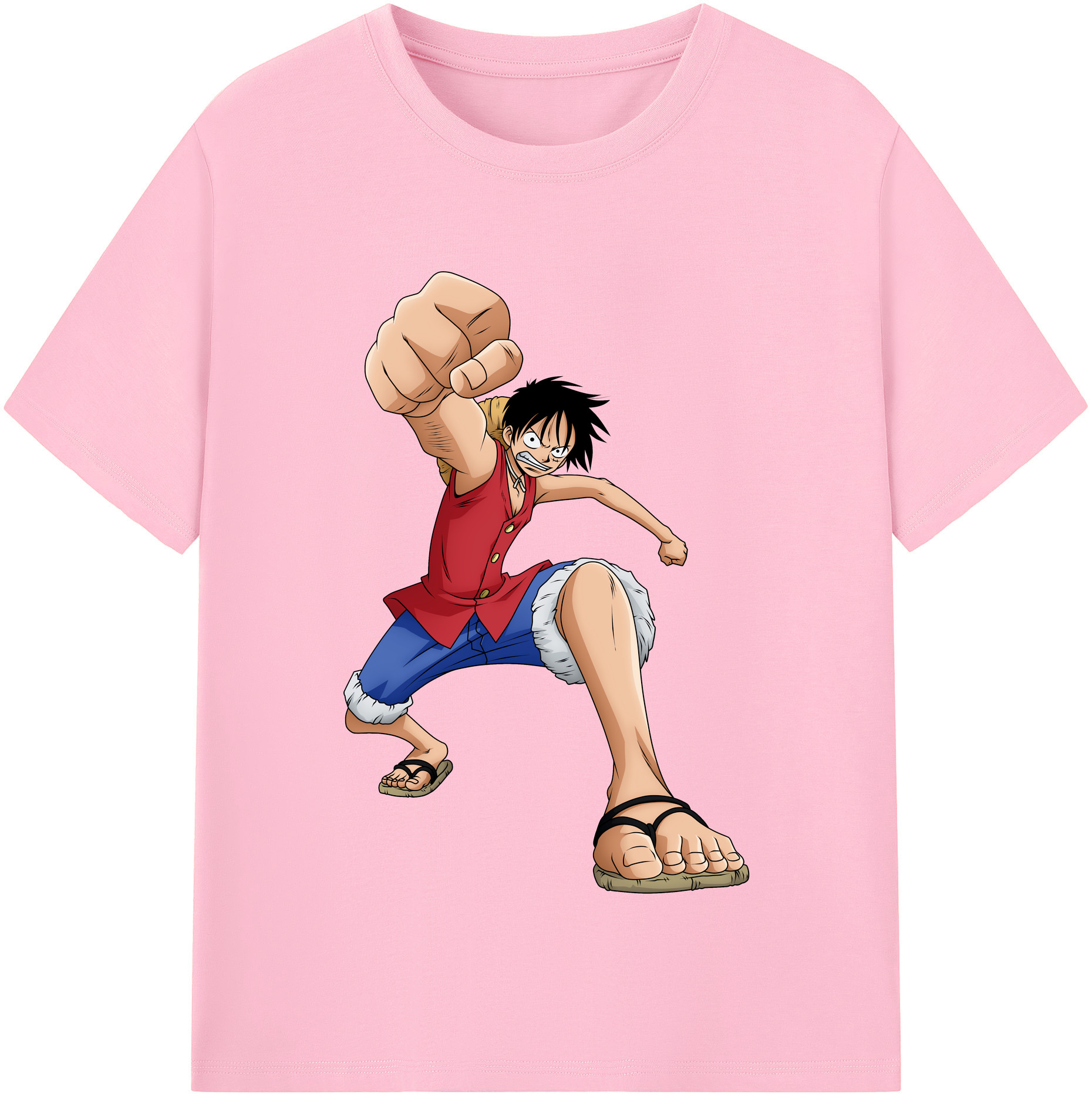 ワンピース モンキー・D・ルフィ ONE PIECE Monkey D. Luffy 綿100％半袖Tシャツ（フロントプリント）