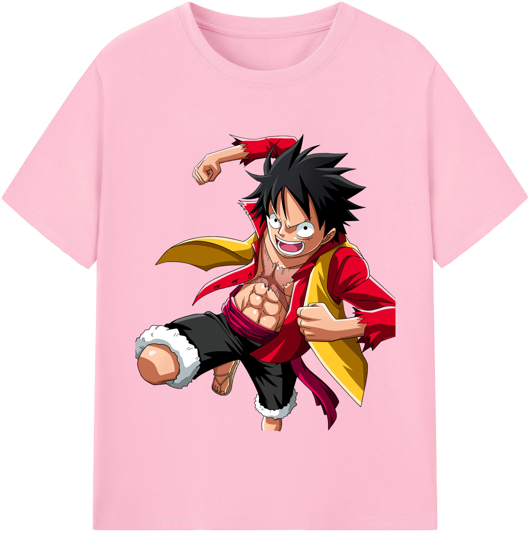 ワンピース モンキー・D・ルフィ ONE PIECE Monkey D. Luffy 綿100％半袖Tシャツ（フロントプリント）
