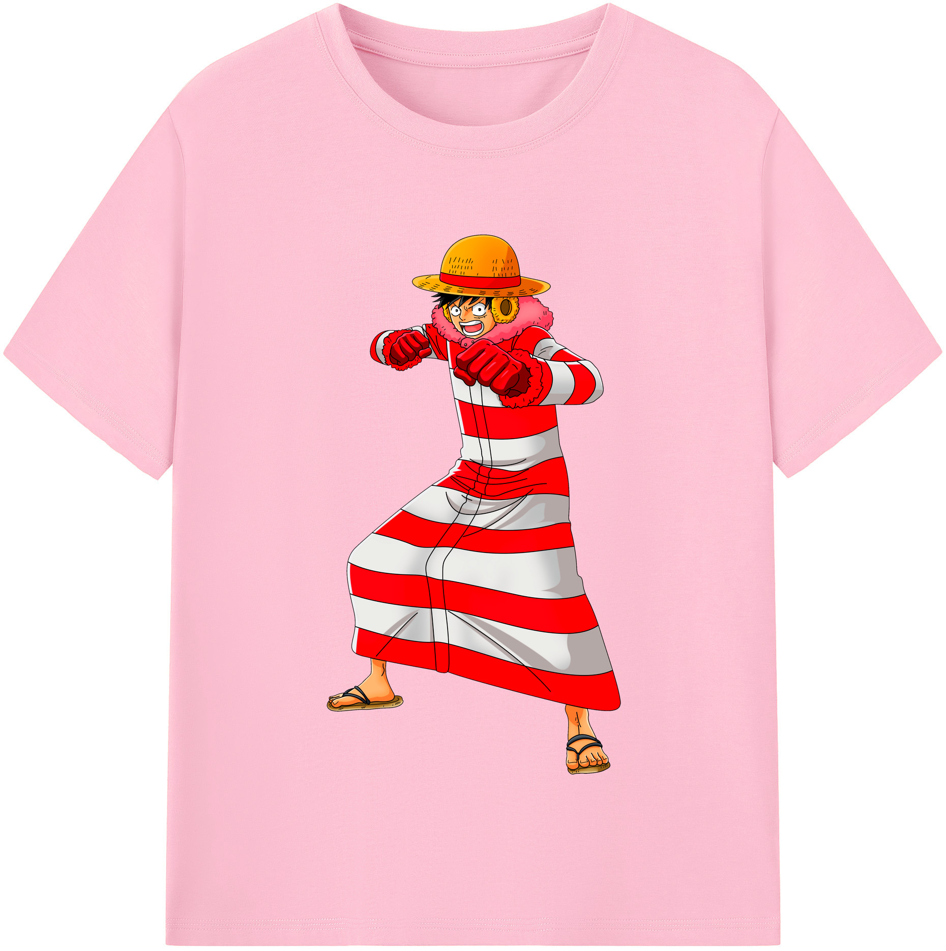 ワンピース モンキー・D・ルフィ ONE PIECE Monkey D. Luffy 綿100％半袖Tシャツ（フロントプリント）