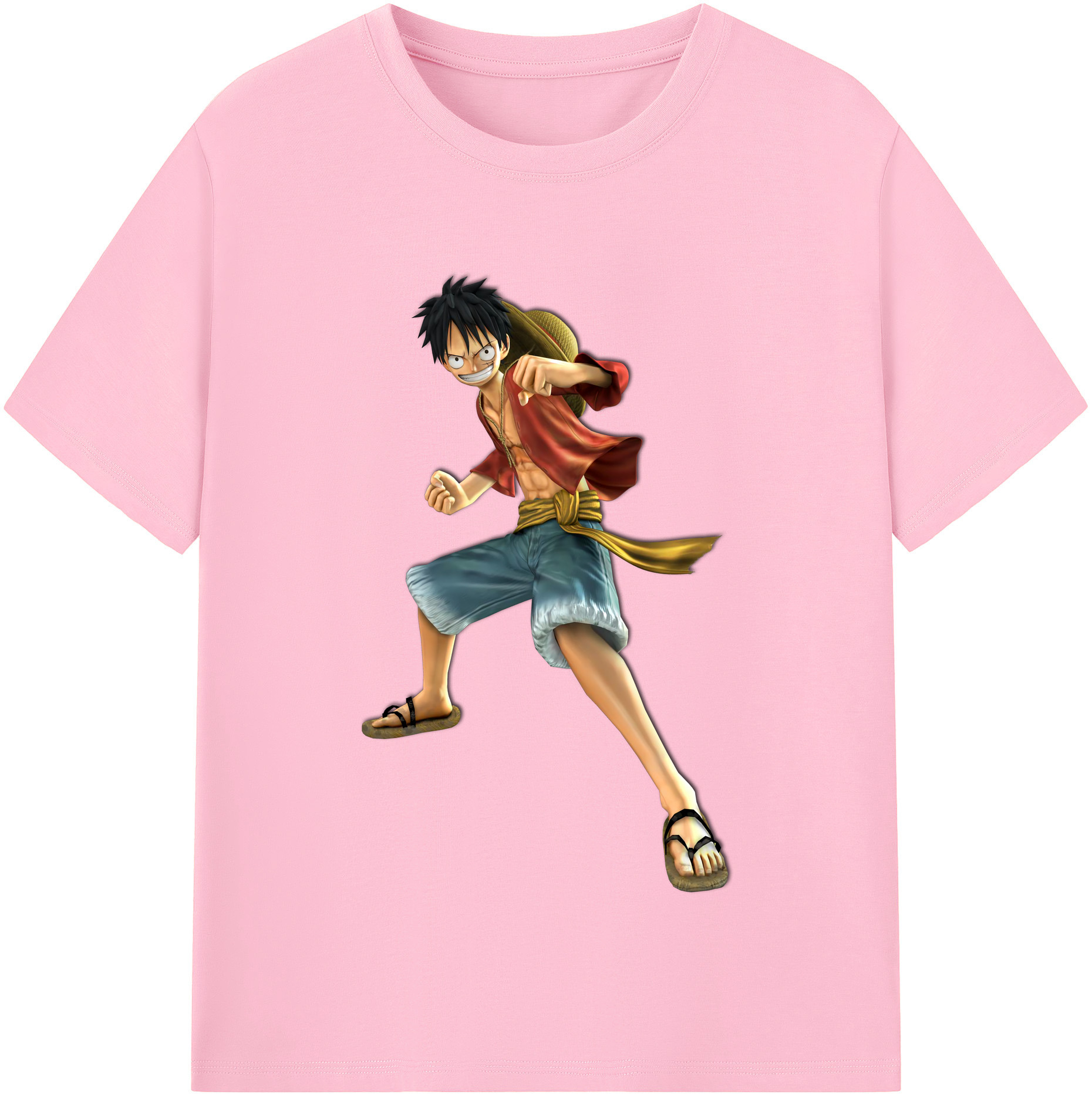 ワンピース モンキー・D・ルフィ ONE PIECE Monkey D. Luffy 綿100％半袖Tシャツ（フロントプリント）