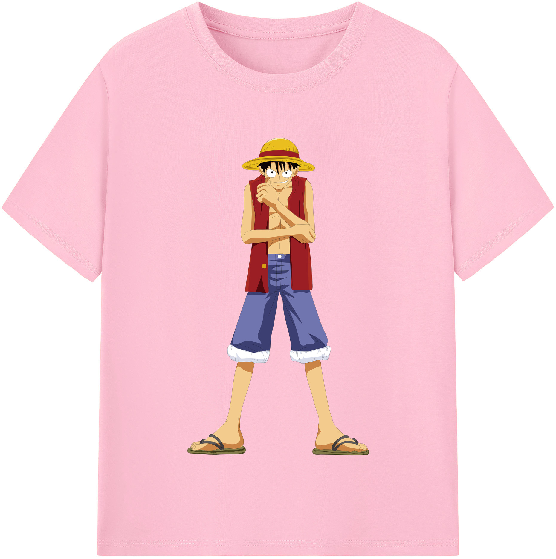 ワンピース モンキー・D・ルフィ ONE PIECE Monkey D. Luffy 綿100％半袖Tシャツ（フロントプリント）