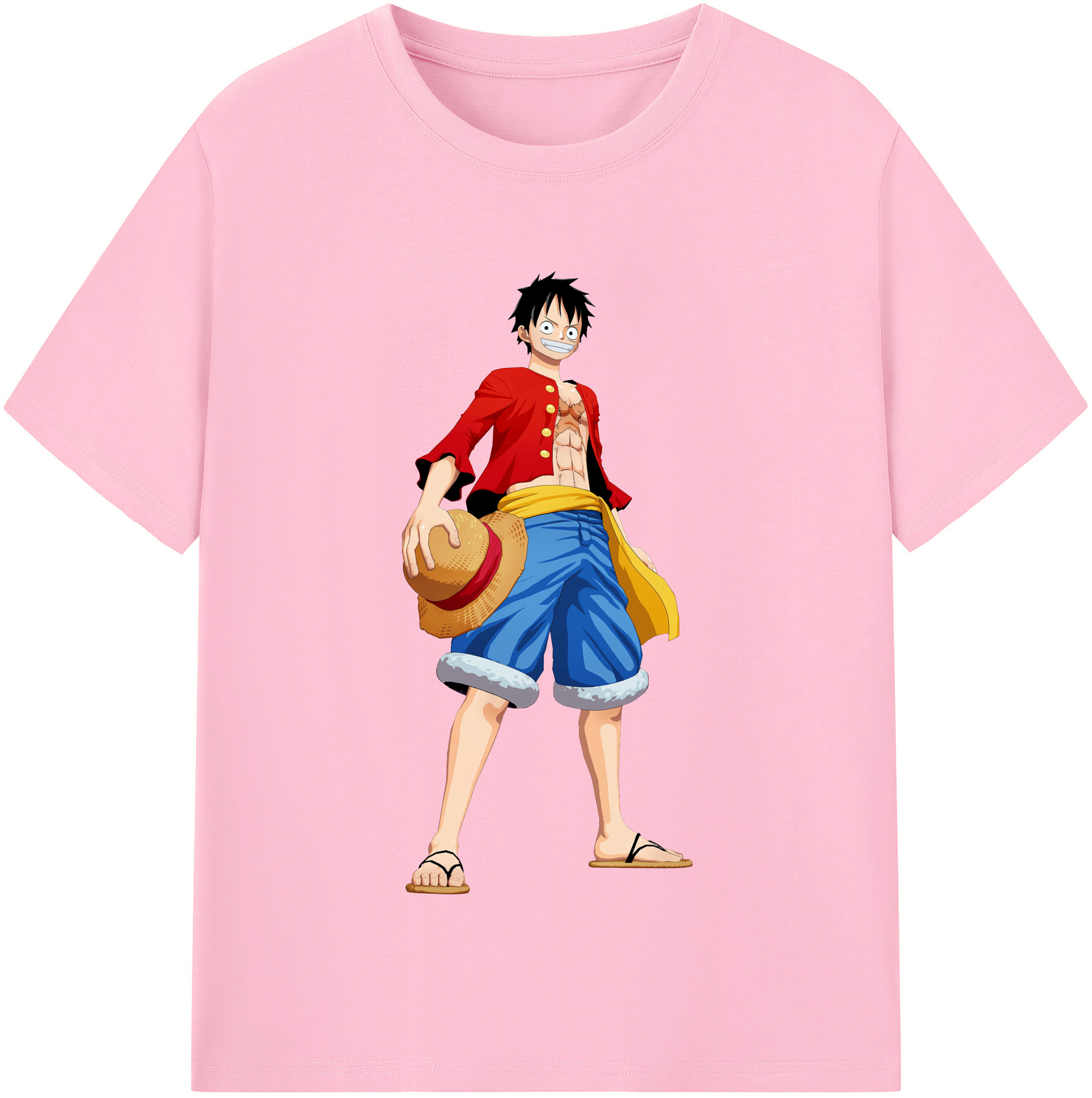ワンピース モンキー・D・ルフィ ONE PIECE Monkey D. Luffy 綿100％半袖Tシャツ（フロントプリント）