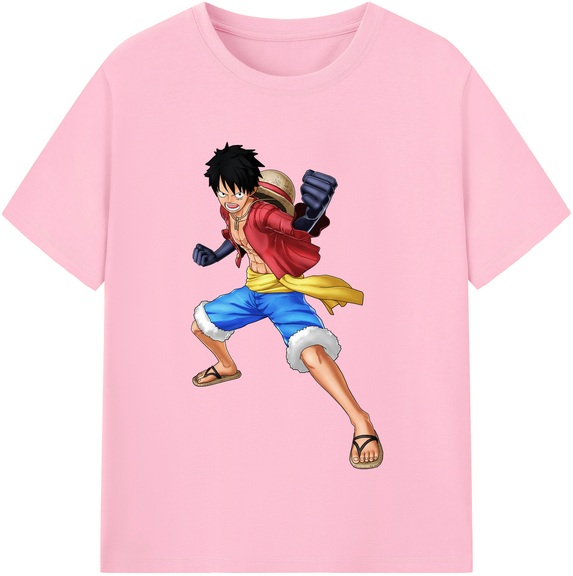 ワンピース モンキー・D・ルフィ ONE PIECE Monkey D. Luffy 綿100％半袖Tシャツ（フロントプリント）