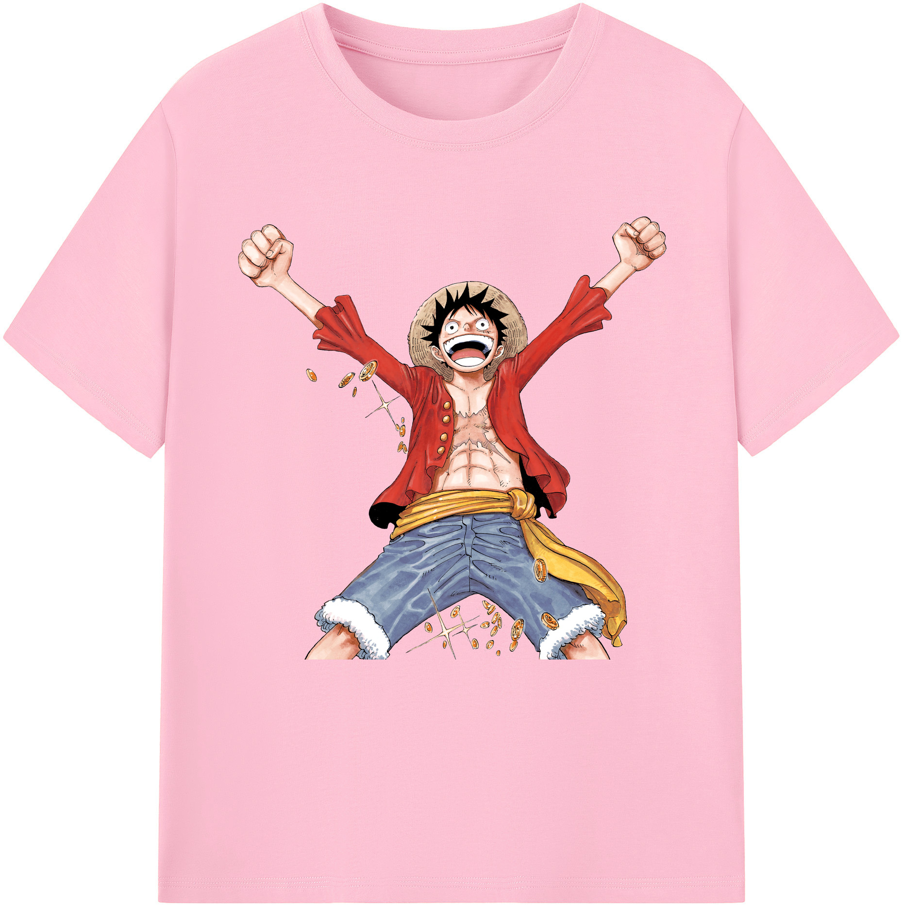 ワンピース モンキー・D・ルフィ ONE PIECE Monkey D. Luffy 綿100％半袖Tシャツ（フロントプリント）