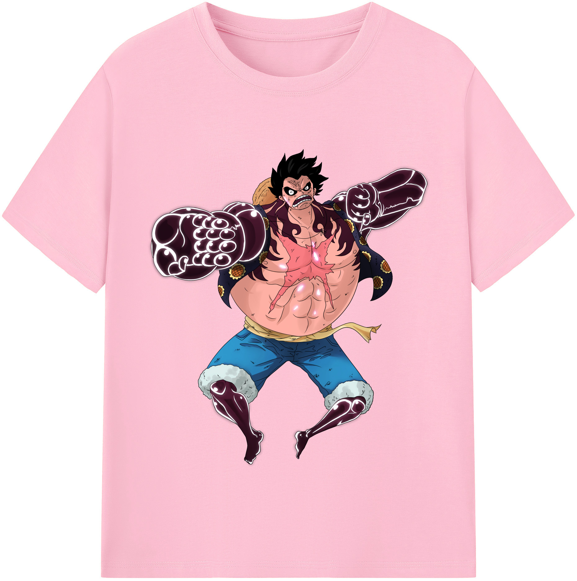 ワンピース モンキー・D・ルフィ ONE PIECE Monkey D. Luffy 綿100％半袖Tシャツ（フロントプリント）