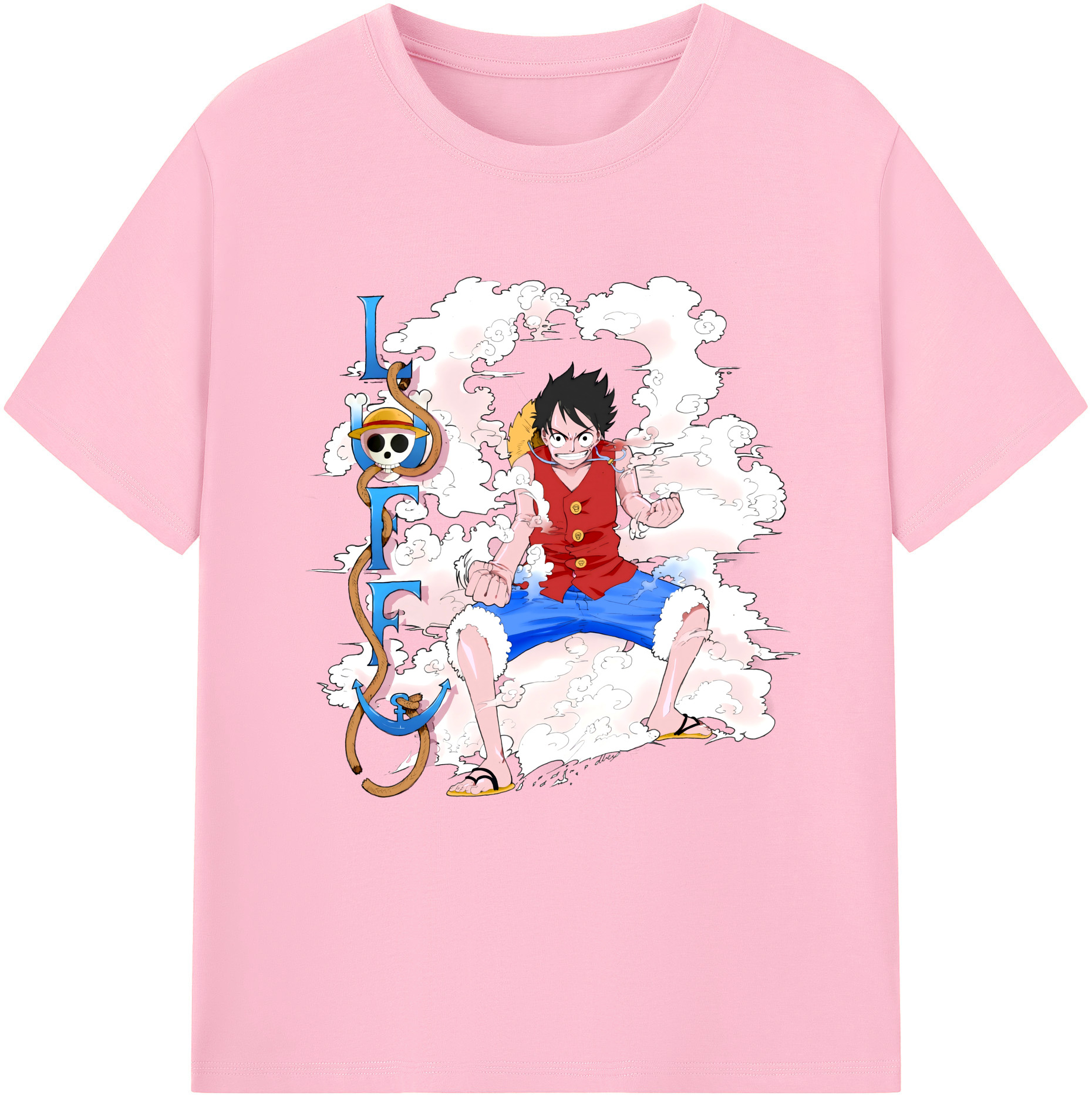 ワンピース モンキー・D・ルフィ ONE PIECE Monkey D. Luffy 綿100％半袖Tシャツ（フロントプリント）