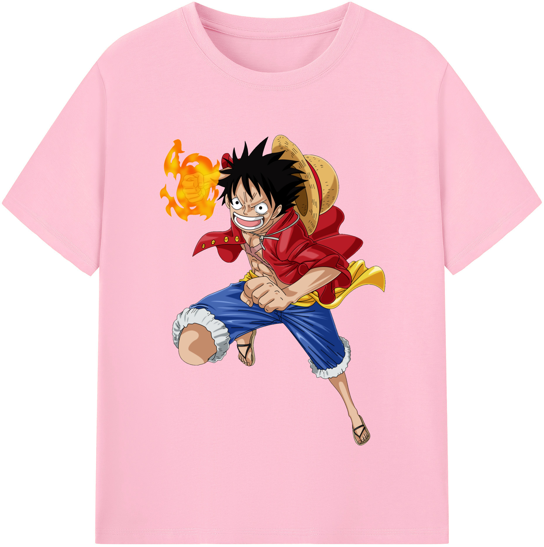 ワンピース モンキー・D・ルフィ ONE PIECE Monkey D. Luffy 綿100％半袖Tシャツ（フロントプリント）