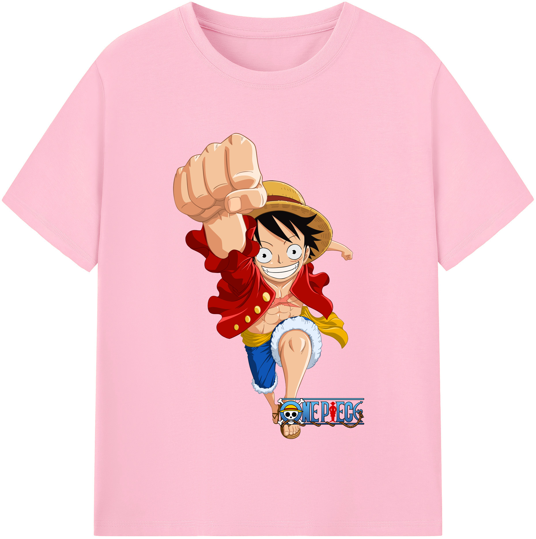 ワンピース モンキー・D・ルフィ ONE PIECE Monkey D. Luffy 綿100％半袖Tシャツ（フロントプリント）
