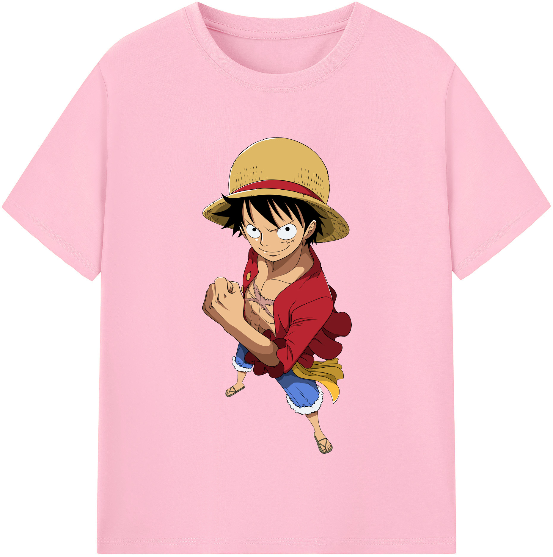 ワンピース モンキー・D・ルフィ ONE PIECE Monkey D. Luffy 綿100％半袖Tシャツ（フロントプリント）