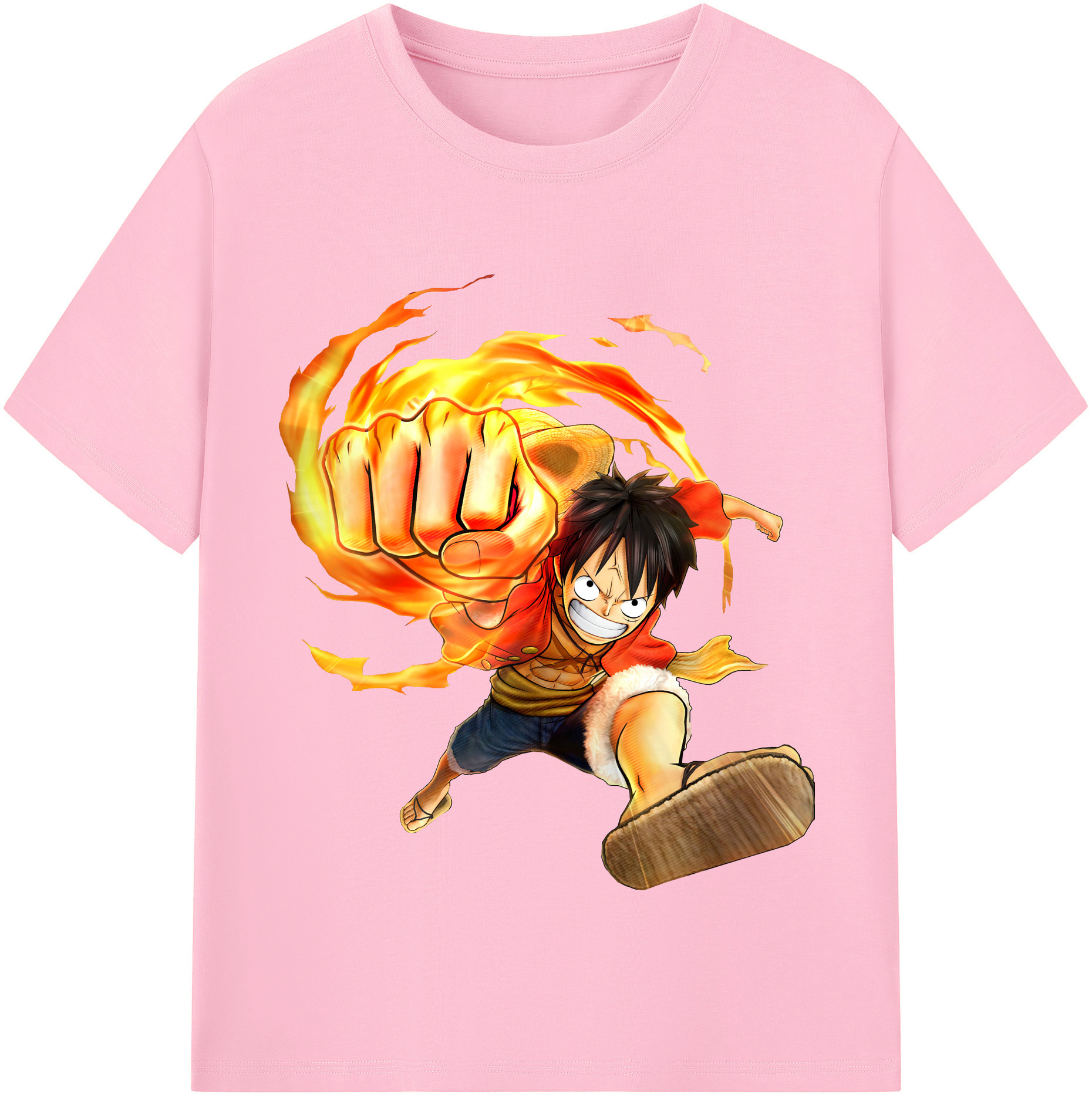 ワンピース モンキー・D・ルフィ ONE PIECE Monkey D. Luffy 綿100％半袖Tシャツ（フロントプリント）