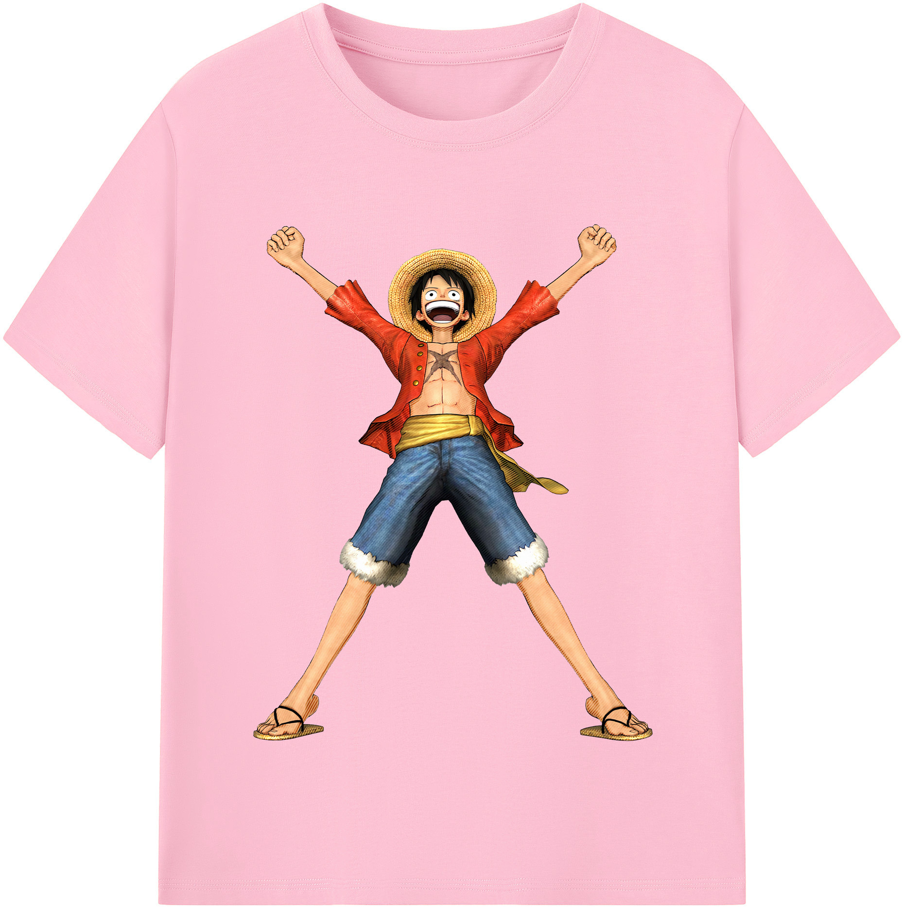 ワンピース モンキー・D・ルフィ ONE PIECE Monkey D. Luffy 綿100％半袖Tシャツ（フロントプリント）