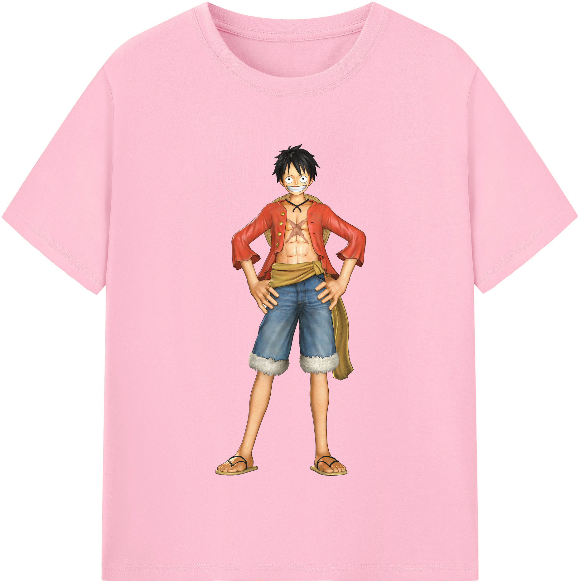 ワンピース モンキー・D・ルフィ ONE PIECE Monkey D. Luffy 綿100％半袖Tシャツ（フロントプリント）