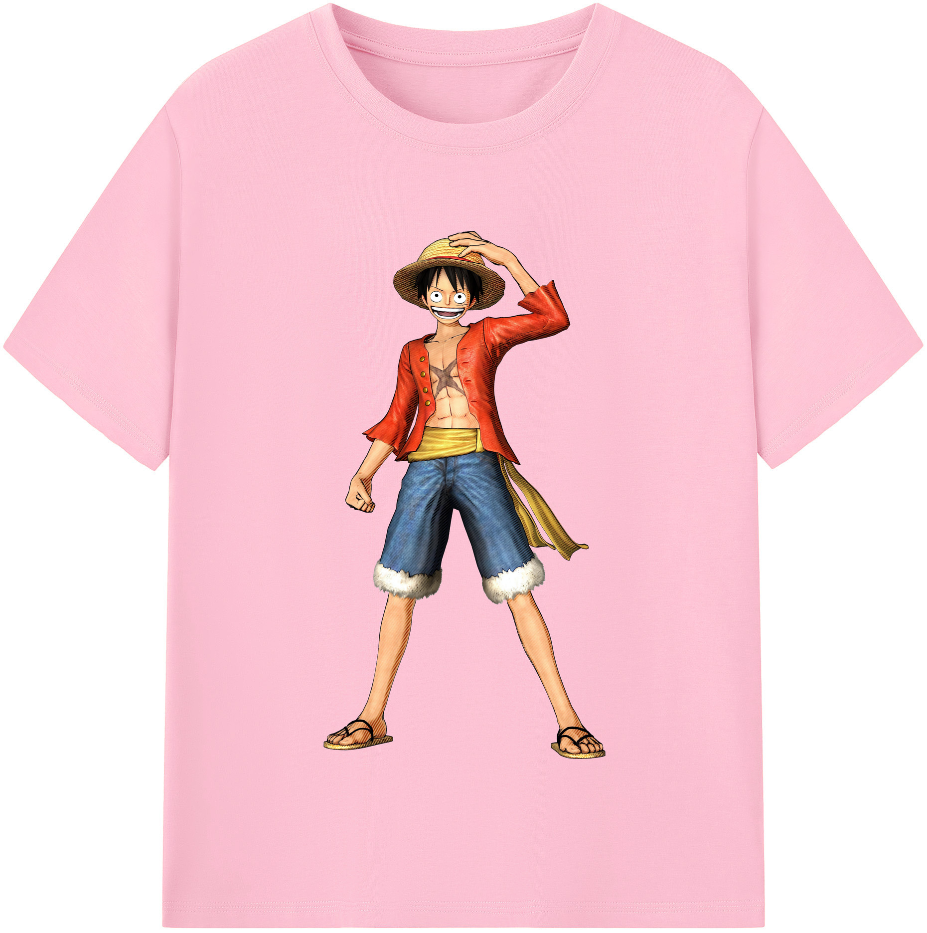 ワンピース モンキー・D・ルフィ ONE PIECE Monkey D. Luffy 綿100％半袖Tシャツ（フロントプリント）