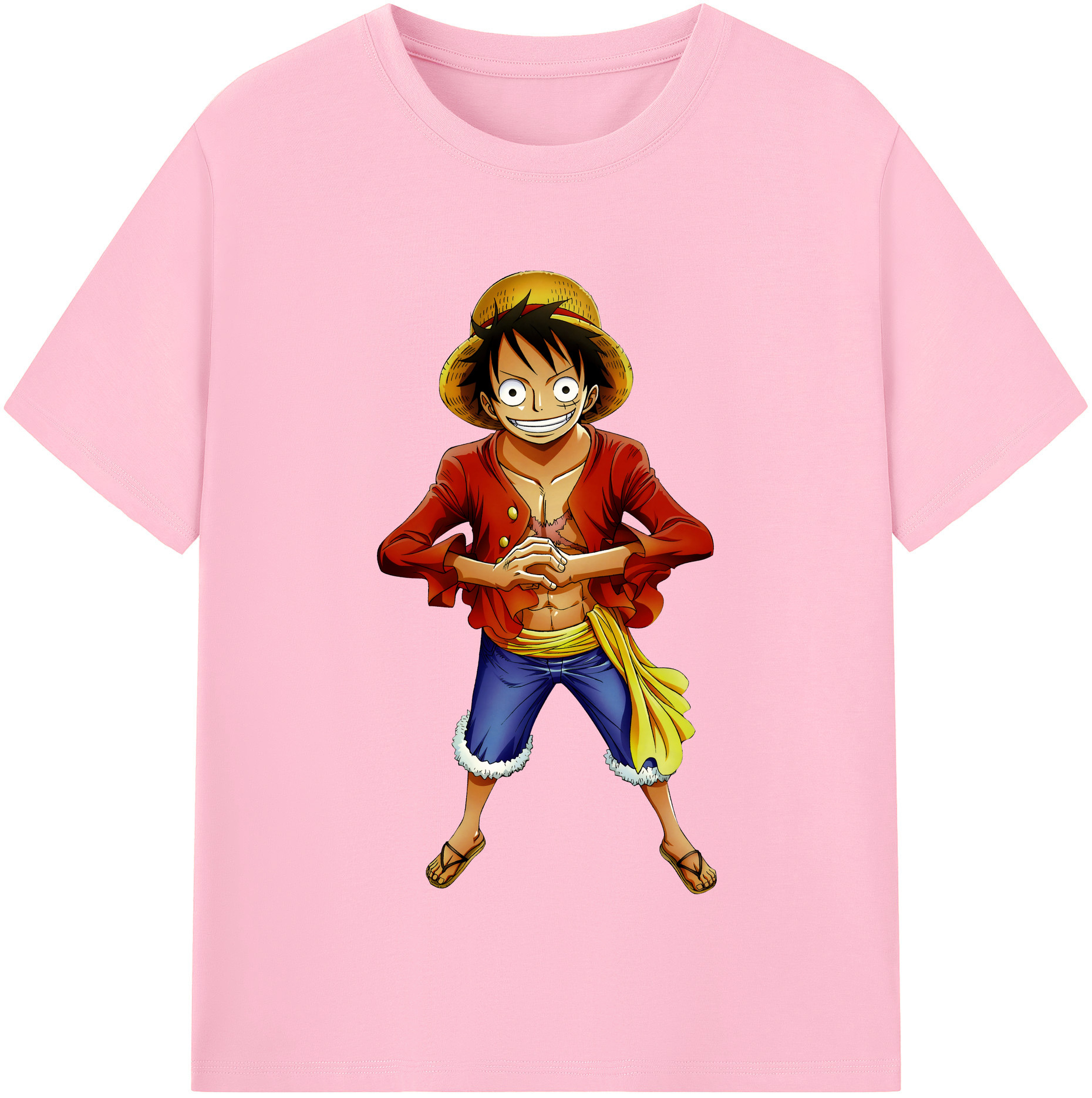 ワンピース モンキー・D・ルフィ ONE PIECE Monkey D. Luffy 綿100％半袖Tシャツ（フロントプリント）