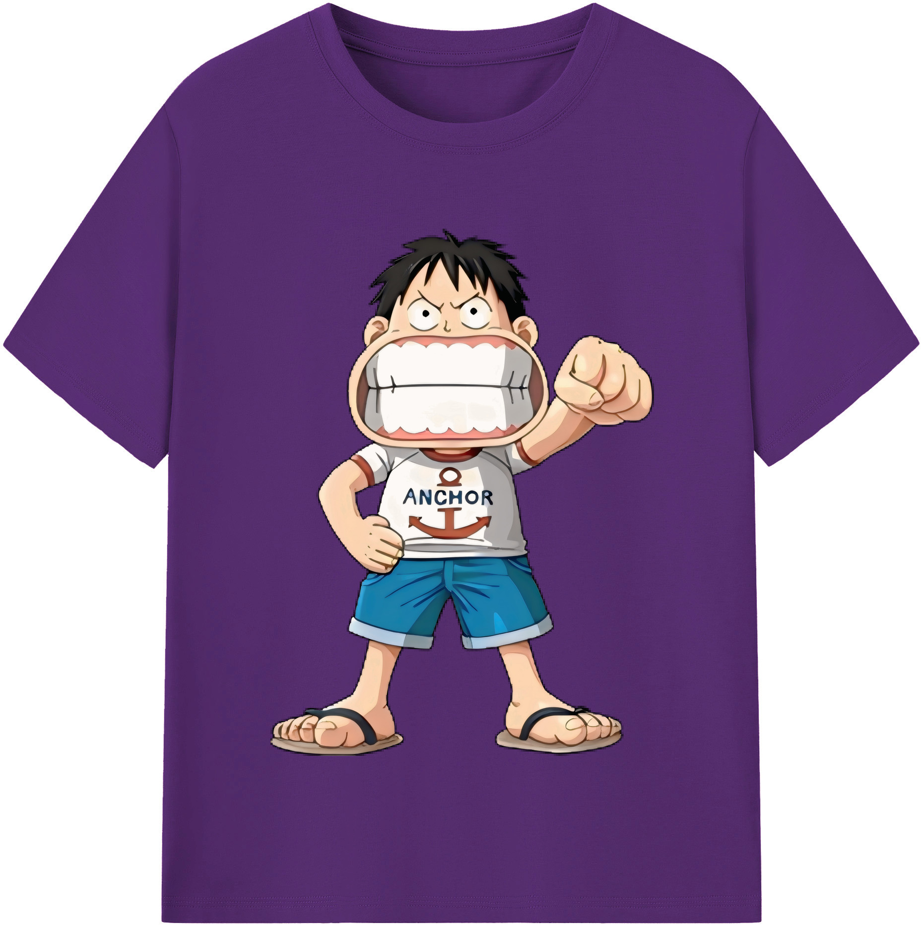 ワンピース モンキー・D・ルフィ ONE PIECE Monkey D. Luffy 綿100％半袖Tシャツ（フロントプリント）
