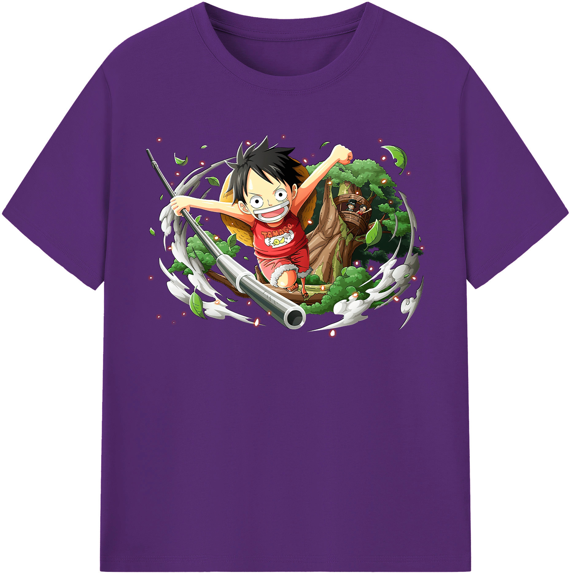 ワンピース モンキー・D・ルフィ ONE PIECE Monkey D. Luffy 綿100％半袖Tシャツ（フロントプリント）