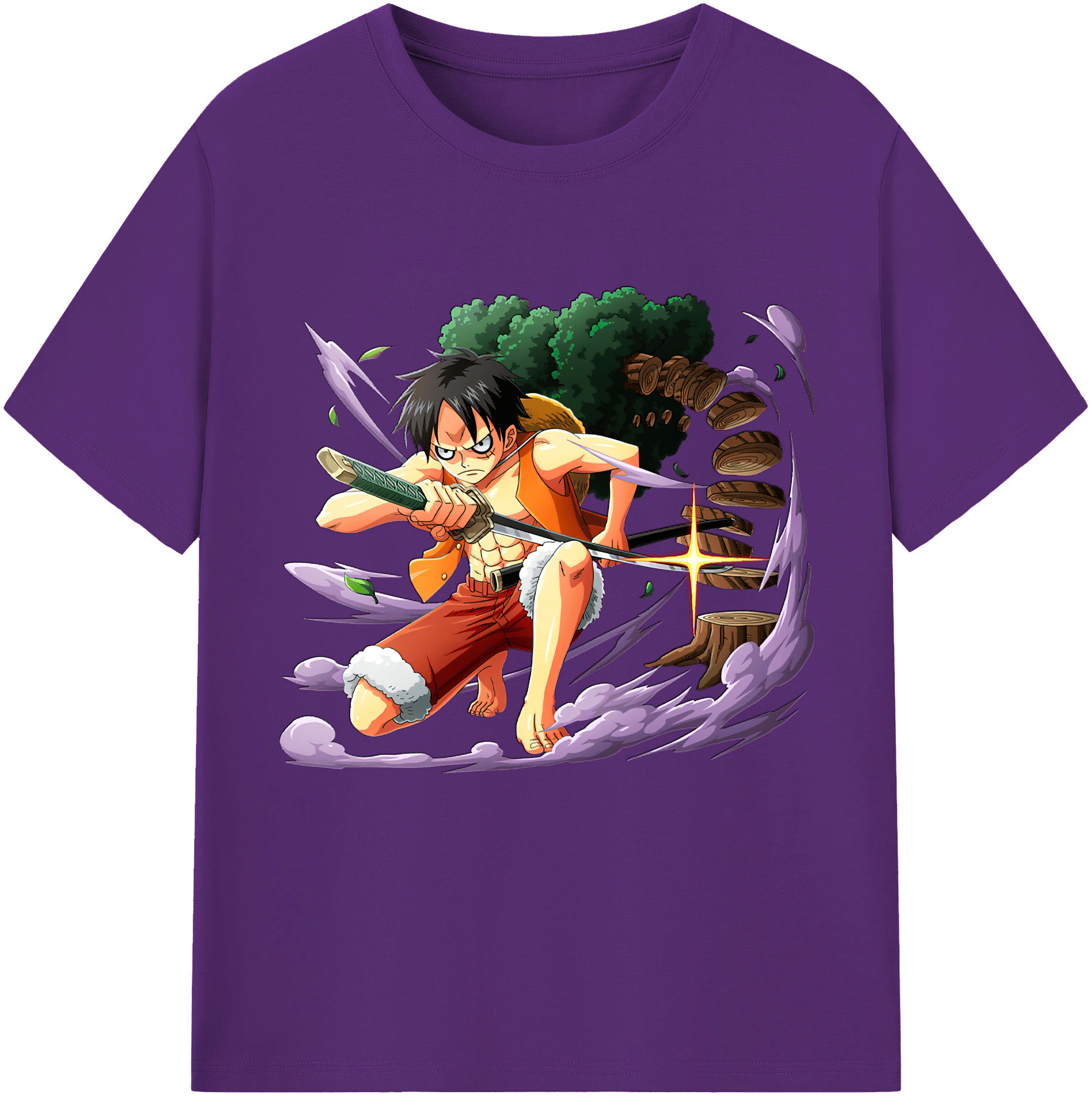 ワンピース モンキー・D・ルフィ ONE PIECE Monkey D. Luffy 綿100％半袖Tシャツ（フロントプリント）
