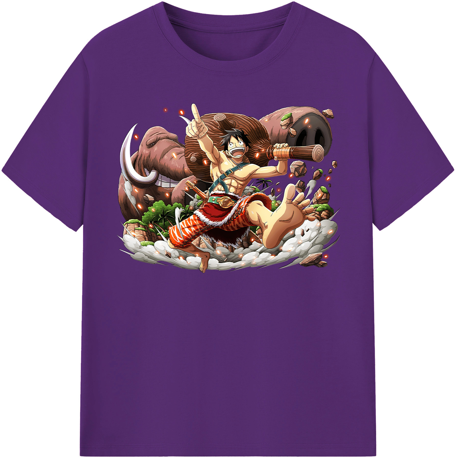 ワンピース モンキー・D・ルフィ ONE PIECE Monkey D. Luffy 綿100％半袖Tシャツ（フロントプリント）