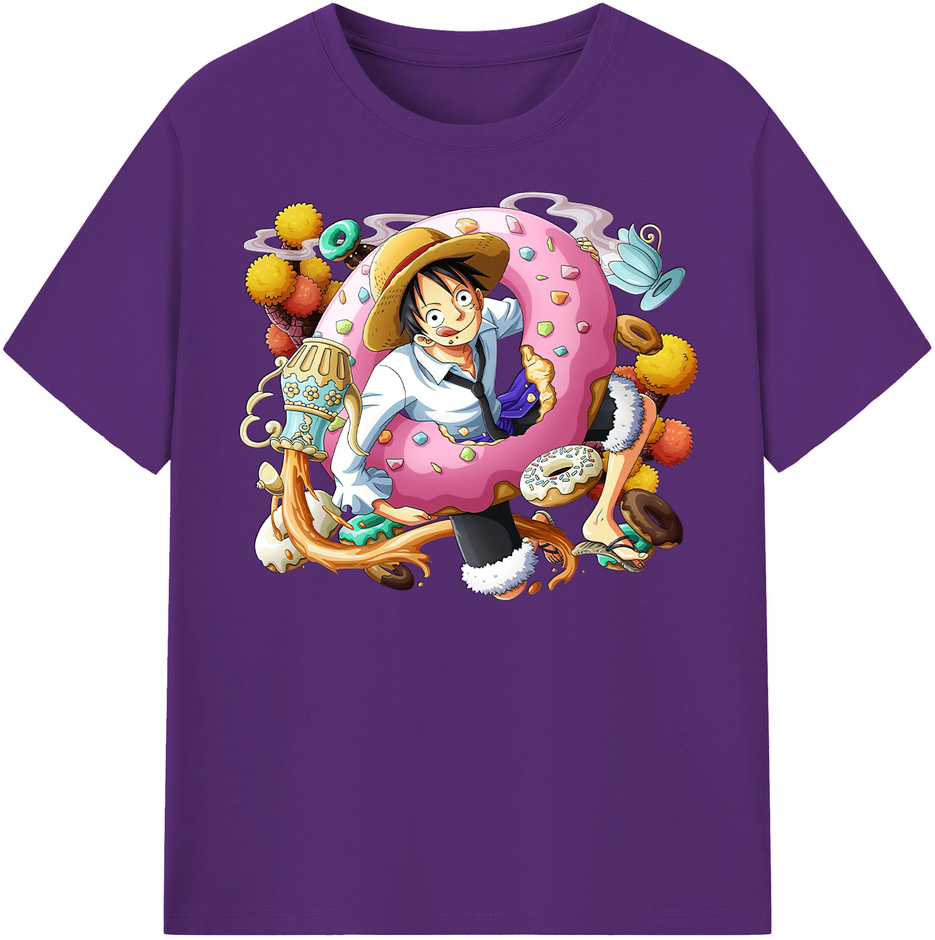 ワンピース モンキー・D・ルフィ ONE PIECE Monkey D. Luffy 綿100％半袖Tシャツ（フロントプリント）