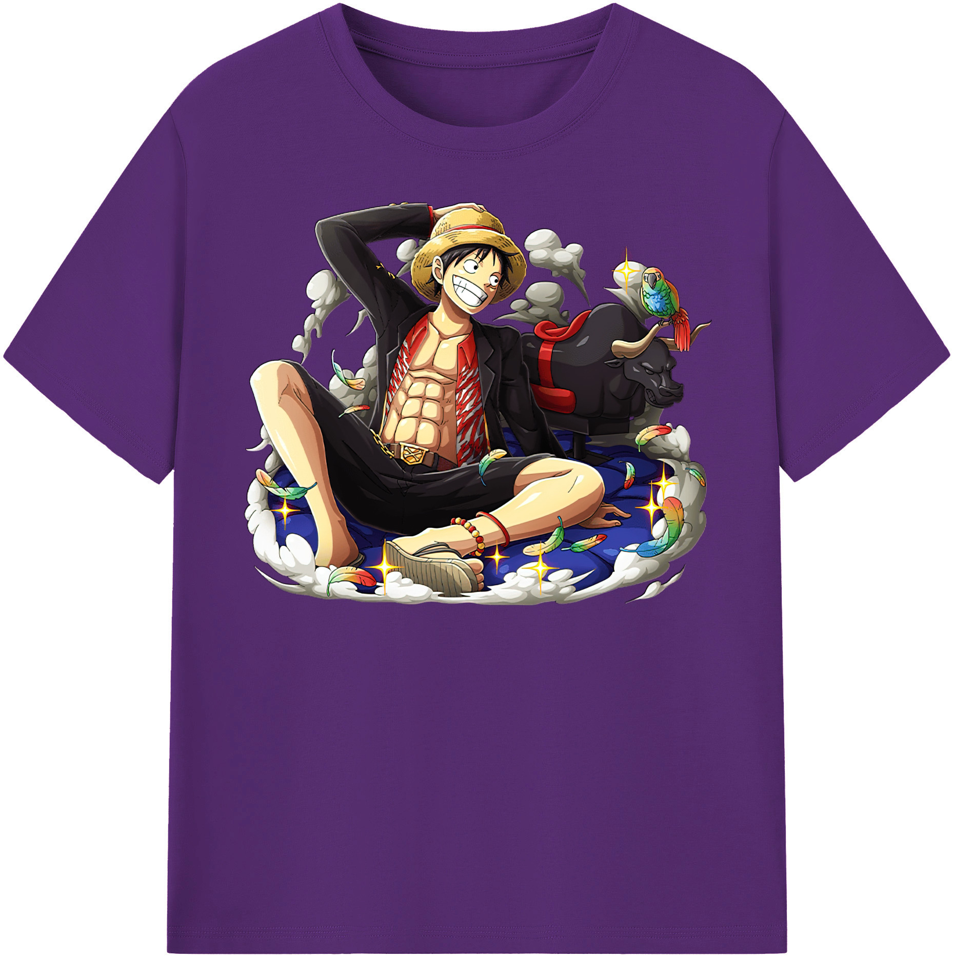 ワンピース モンキー・D・ルフィ ONE PIECE Monkey D. Luffy 綿100％半袖Tシャツ（フロントプリント）