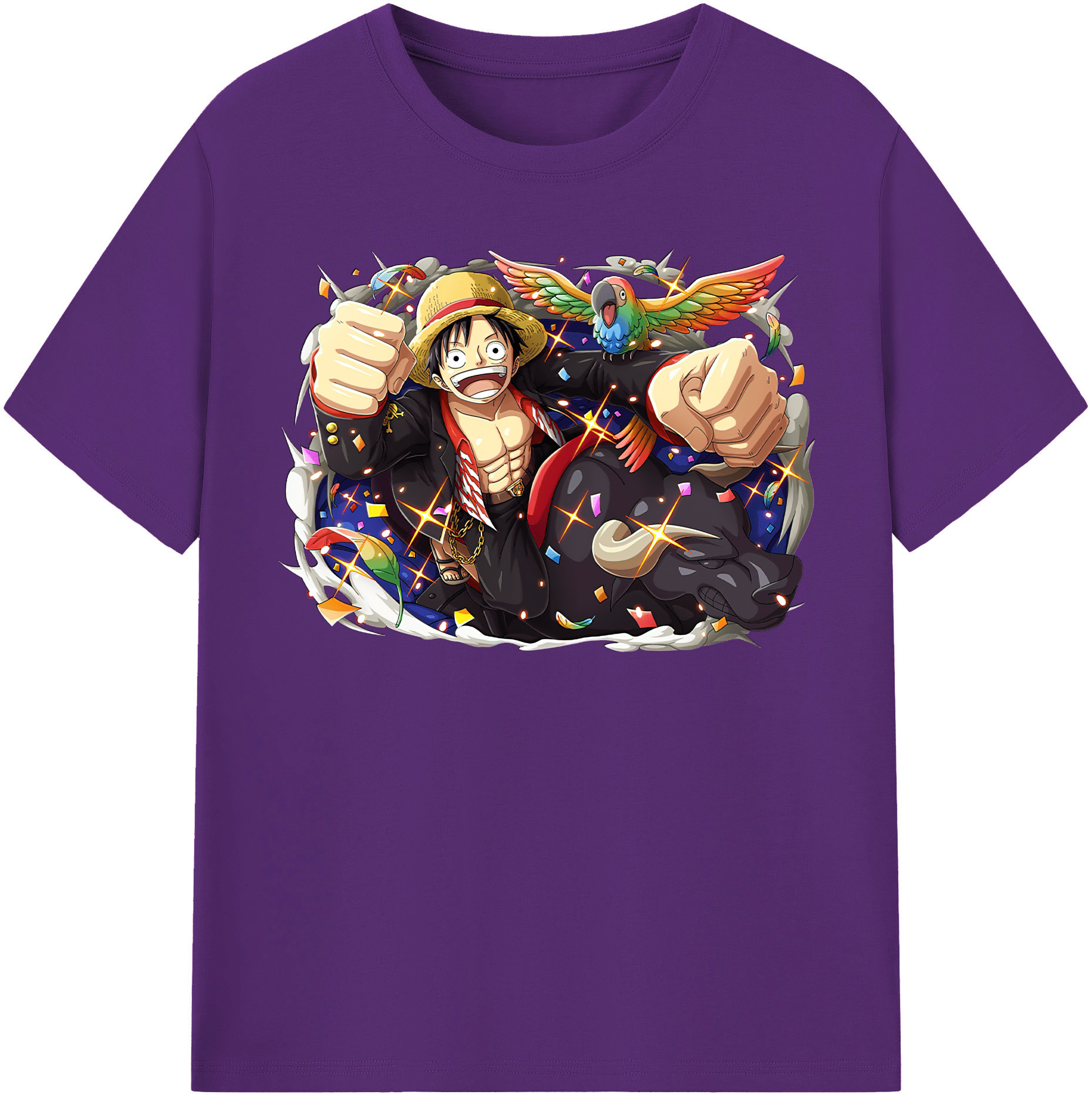 ワンピース モンキー・D・ルフィ ONE PIECE Monkey D. Luffy 綿100％半袖Tシャツ（フロントプリント）