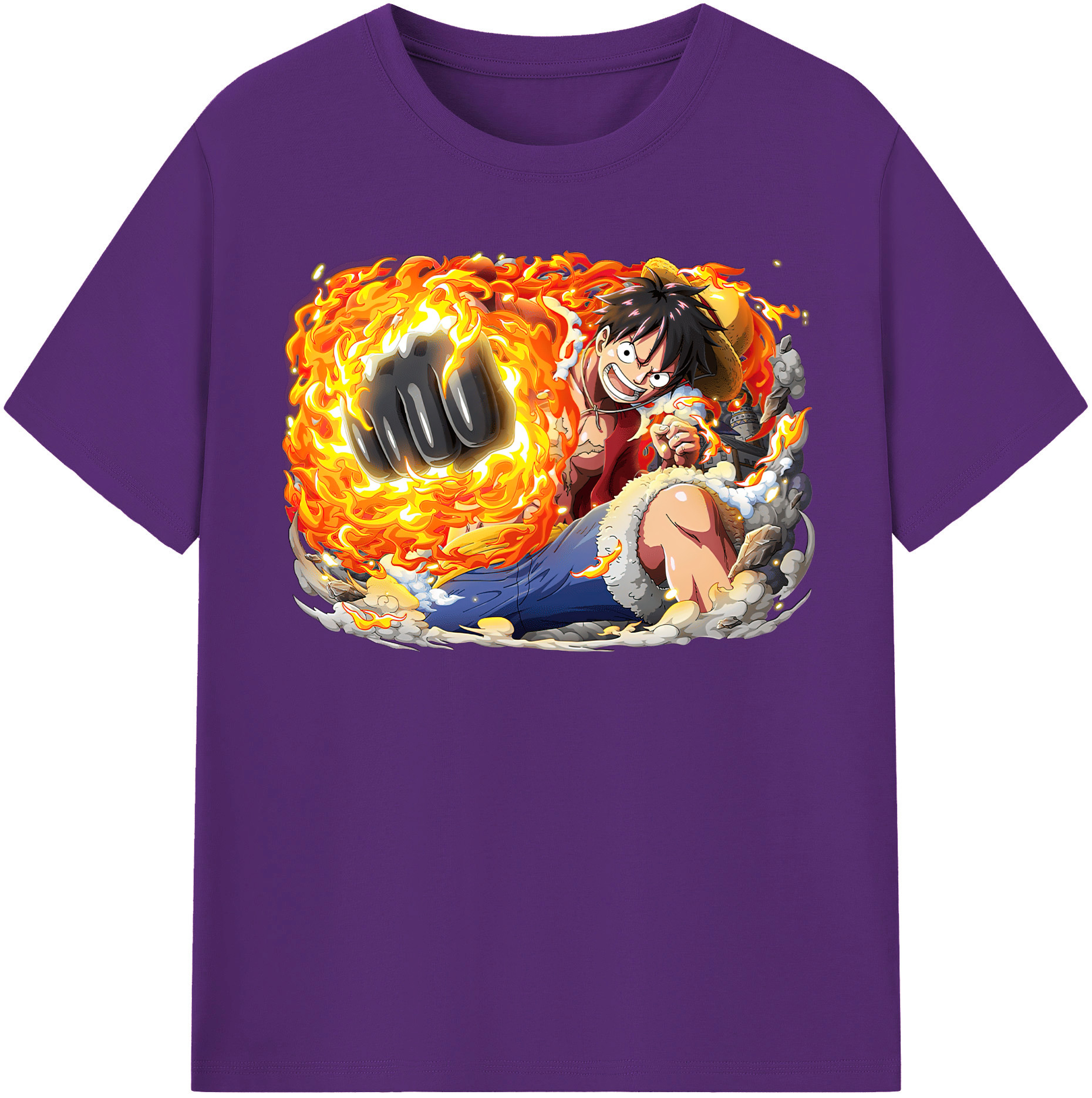 ワンピース モンキー・D・ルフィ ONE PIECE Monkey D. Luffy 綿100％半袖Tシャツ（フロントプリント）