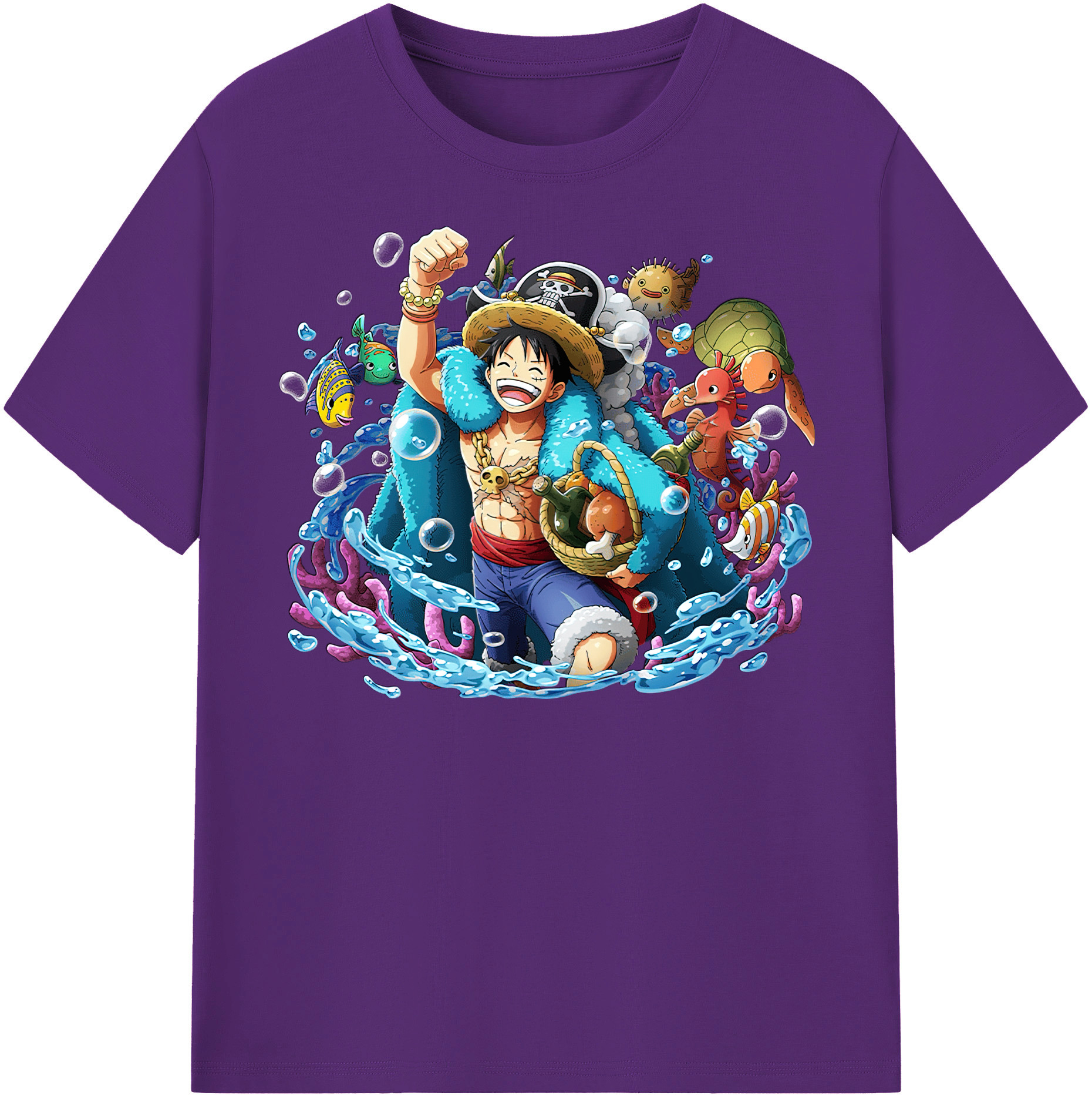 ワンピース モンキー・D・ルフィ ONE PIECE Monkey D. Luffy 綿100％半袖Tシャツ（フロントプリント）